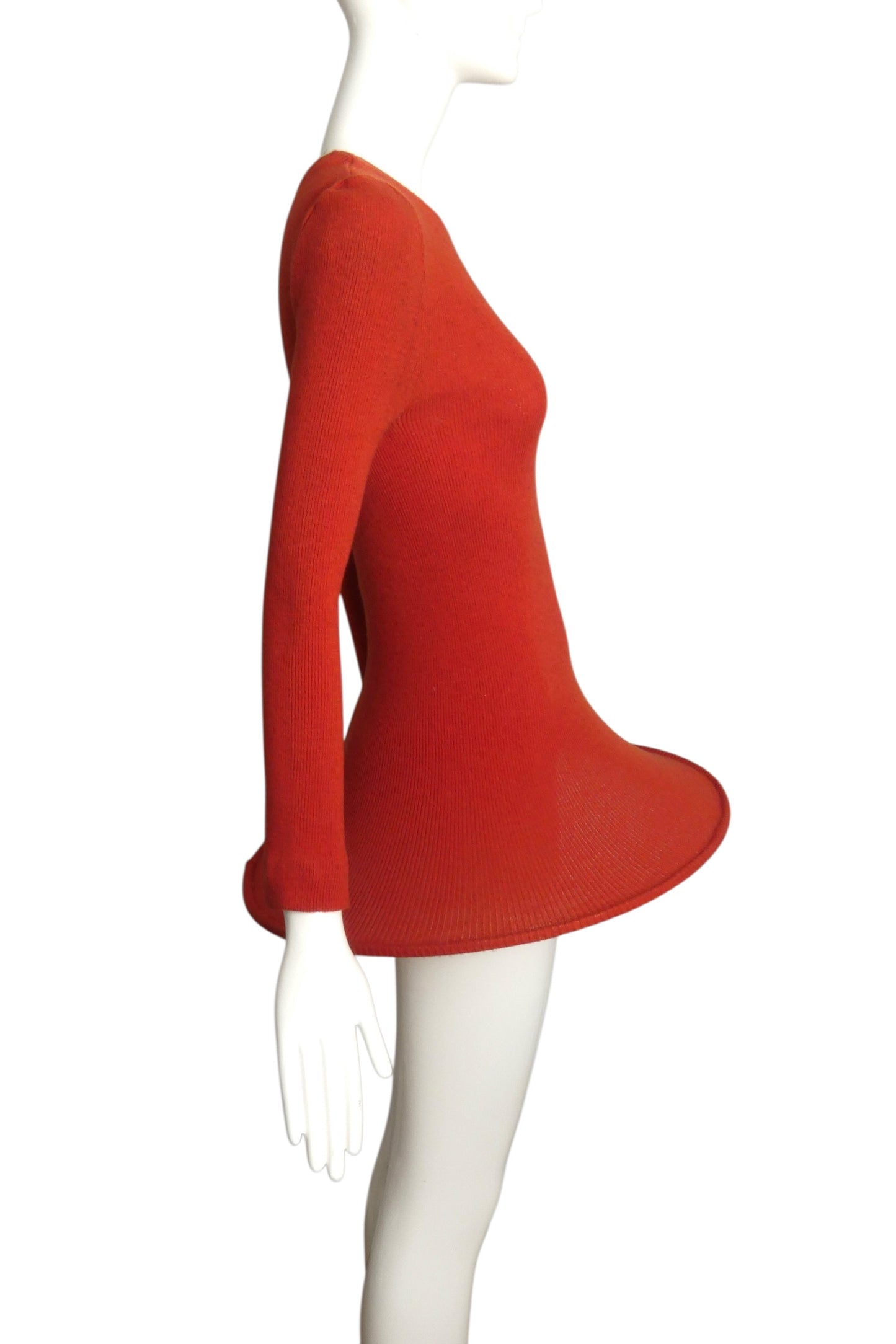 1993 Haute Couture Wool Knit Hoop Mini Dress, Size-4