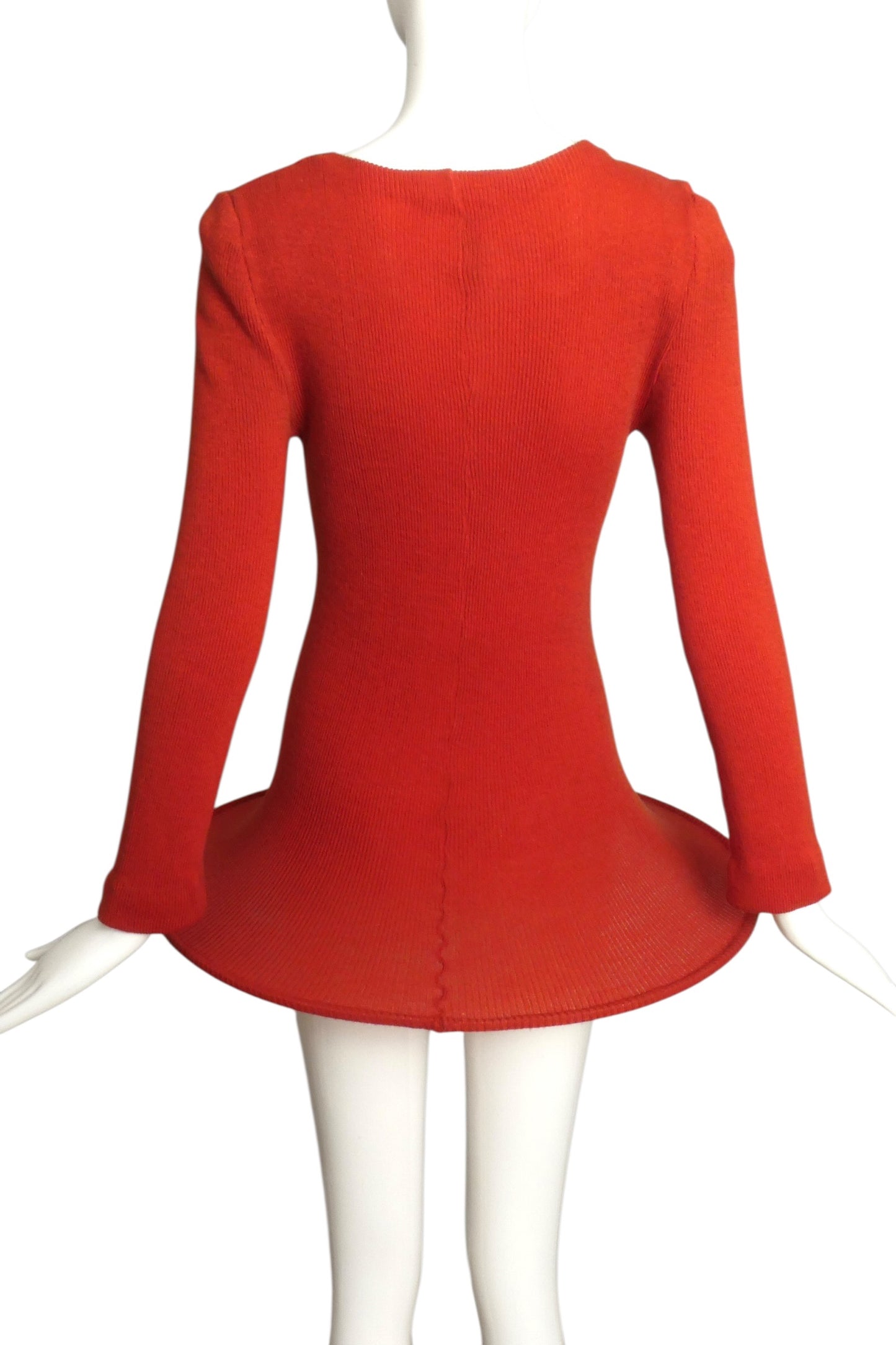 1993 Haute Couture Wool Knit Hoop Mini Dress, Size-4