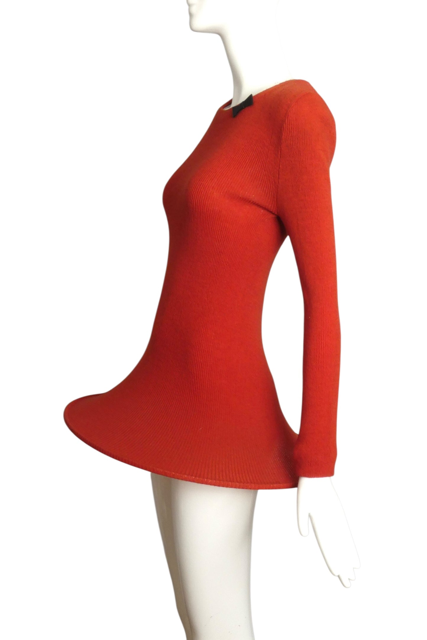1993 Haute Couture Wool Knit Hoop Mini Dress, Size-4