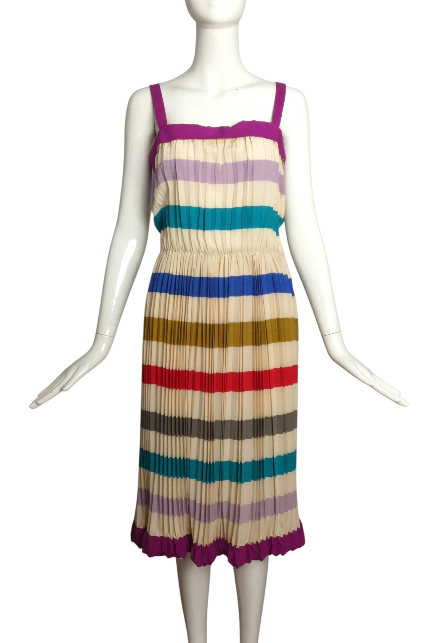 1970s Haute Couture Pleated Silk Dress, Size-4