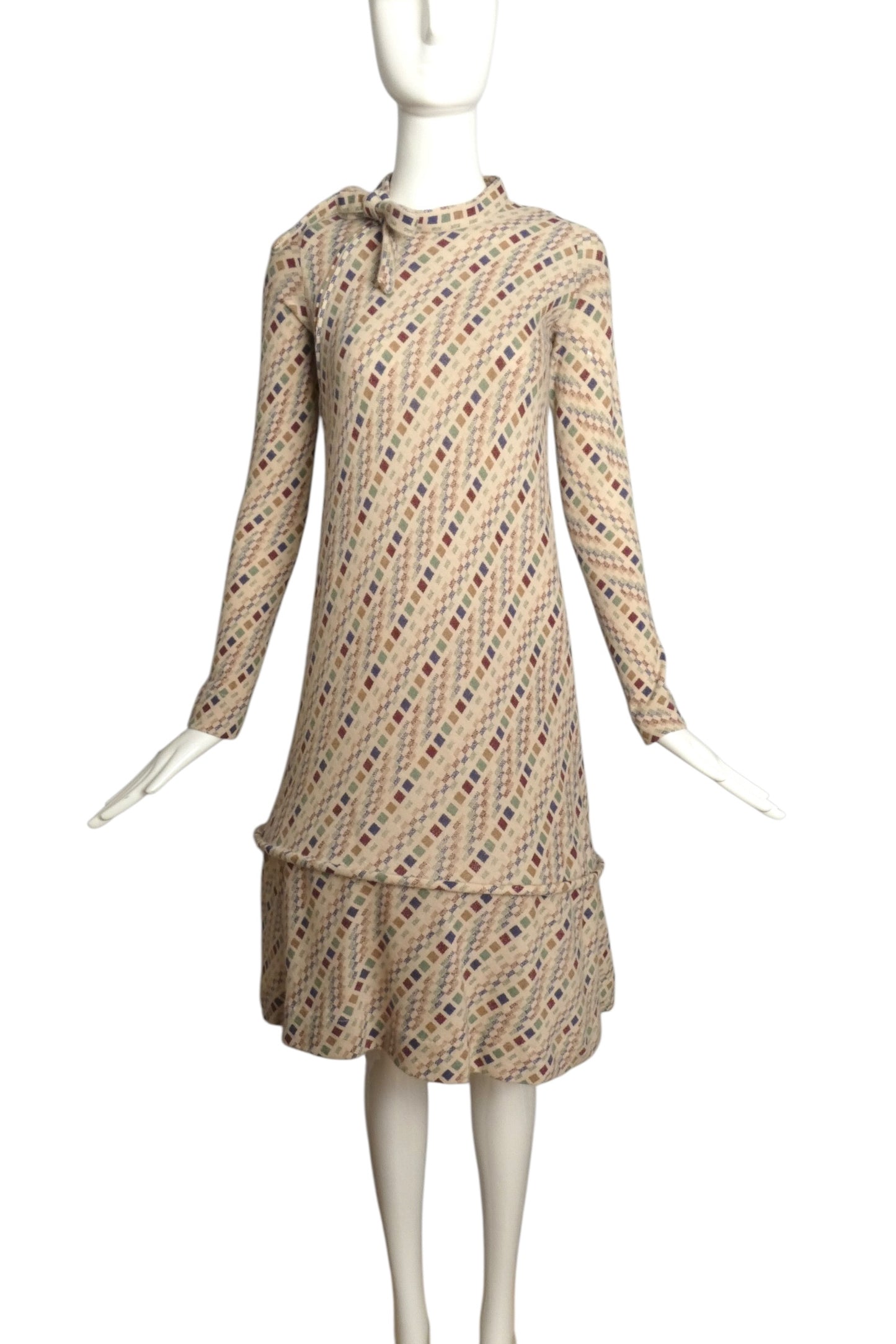 1980 Haute Couture Wool Knit Hoop Dress, Size-4