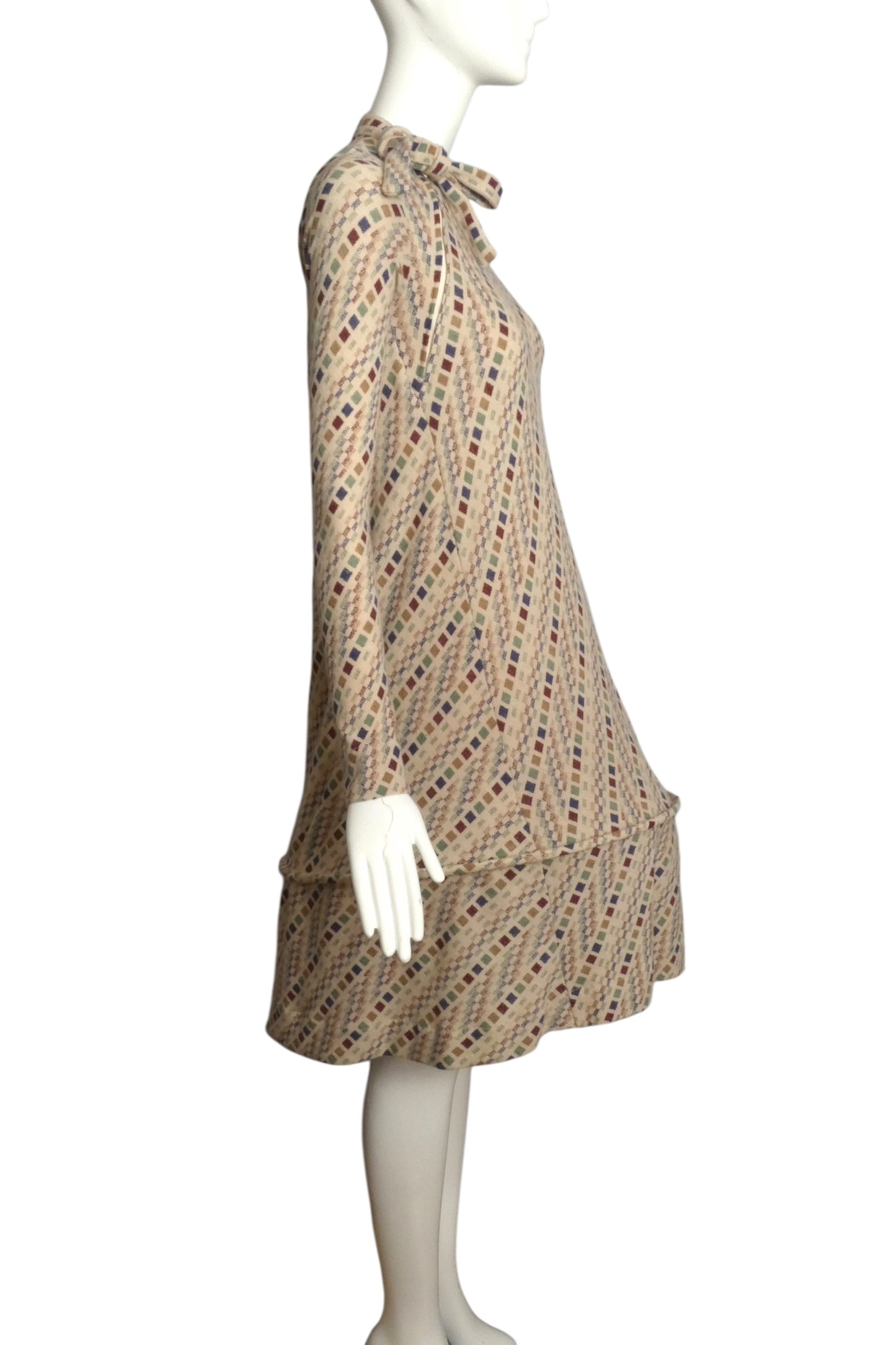 1980 Haute Couture Wool Knit Hoop Dress, Size-4