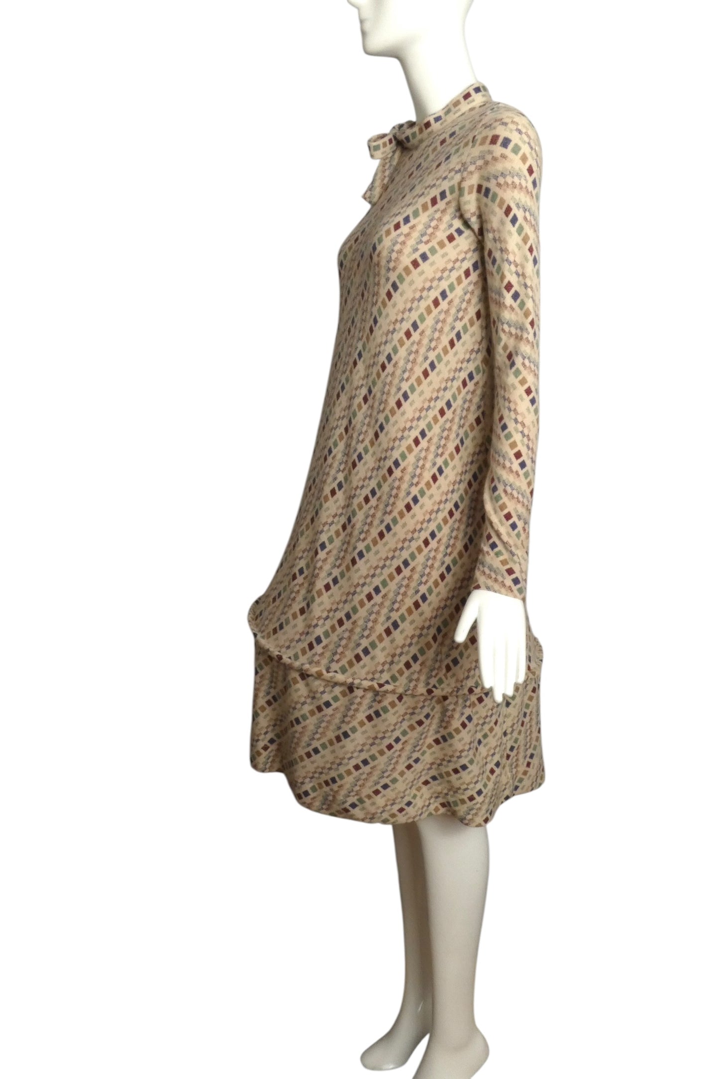 1980 Haute Couture Wool Knit Hoop Dress, Size-4