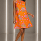 1980 Rayon Print A-Line Dress, Size-6