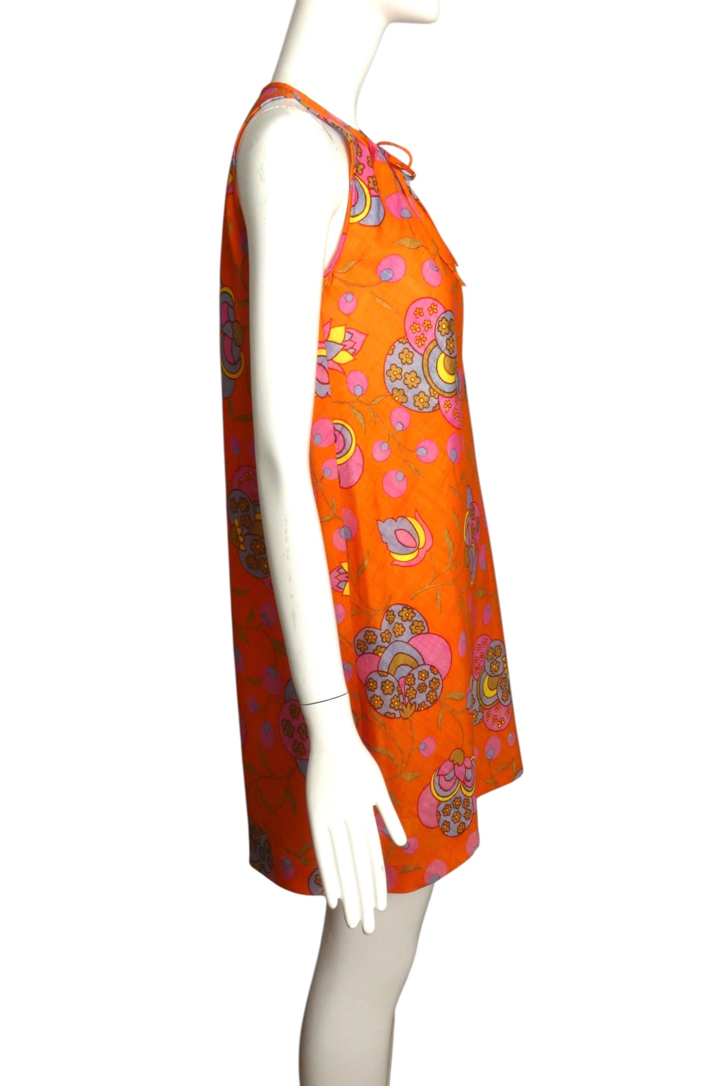1980 Rayon Print A-Line Dress, Size-6
