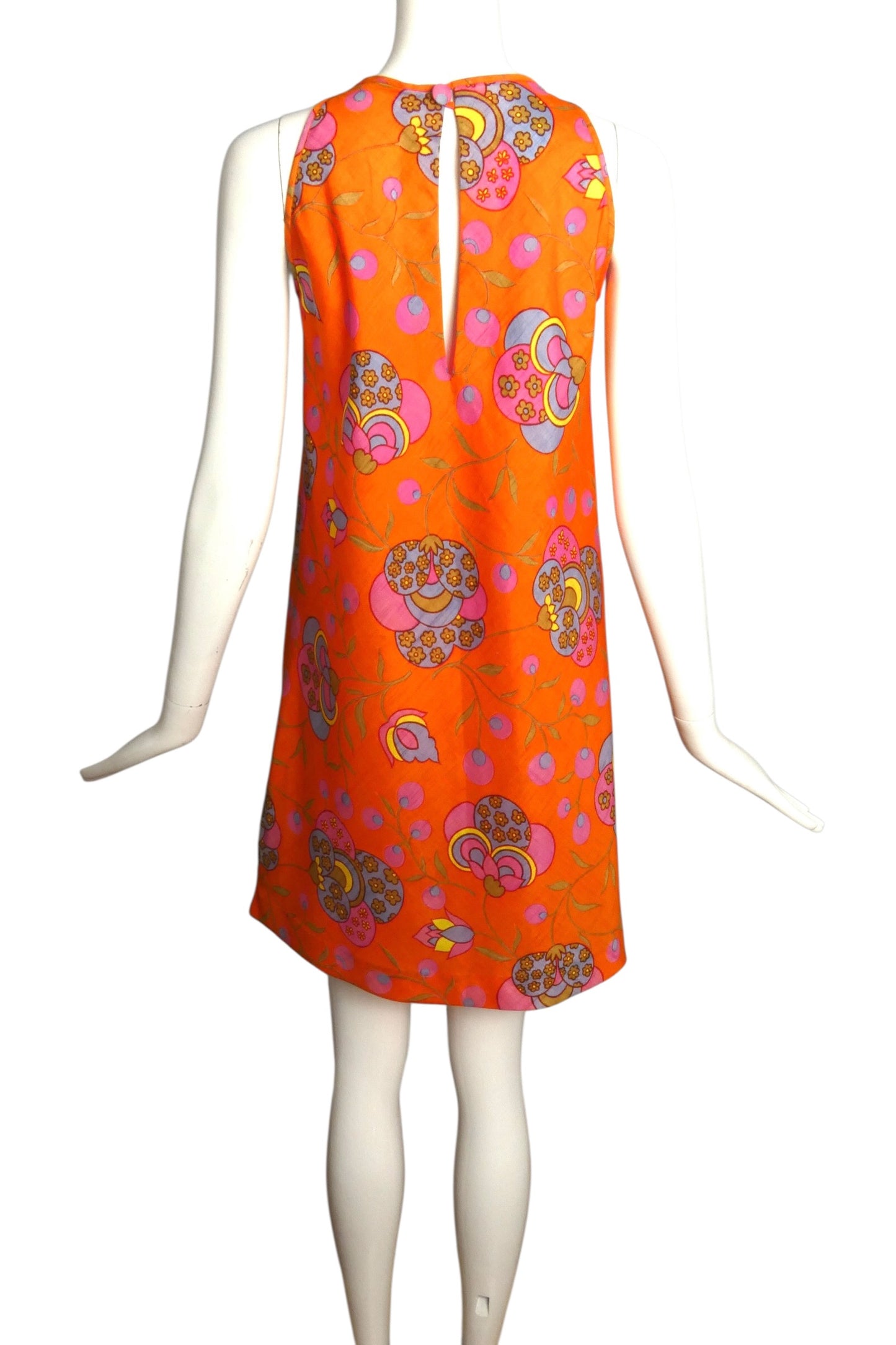 1980 Rayon Print A-Line Dress, Size-6