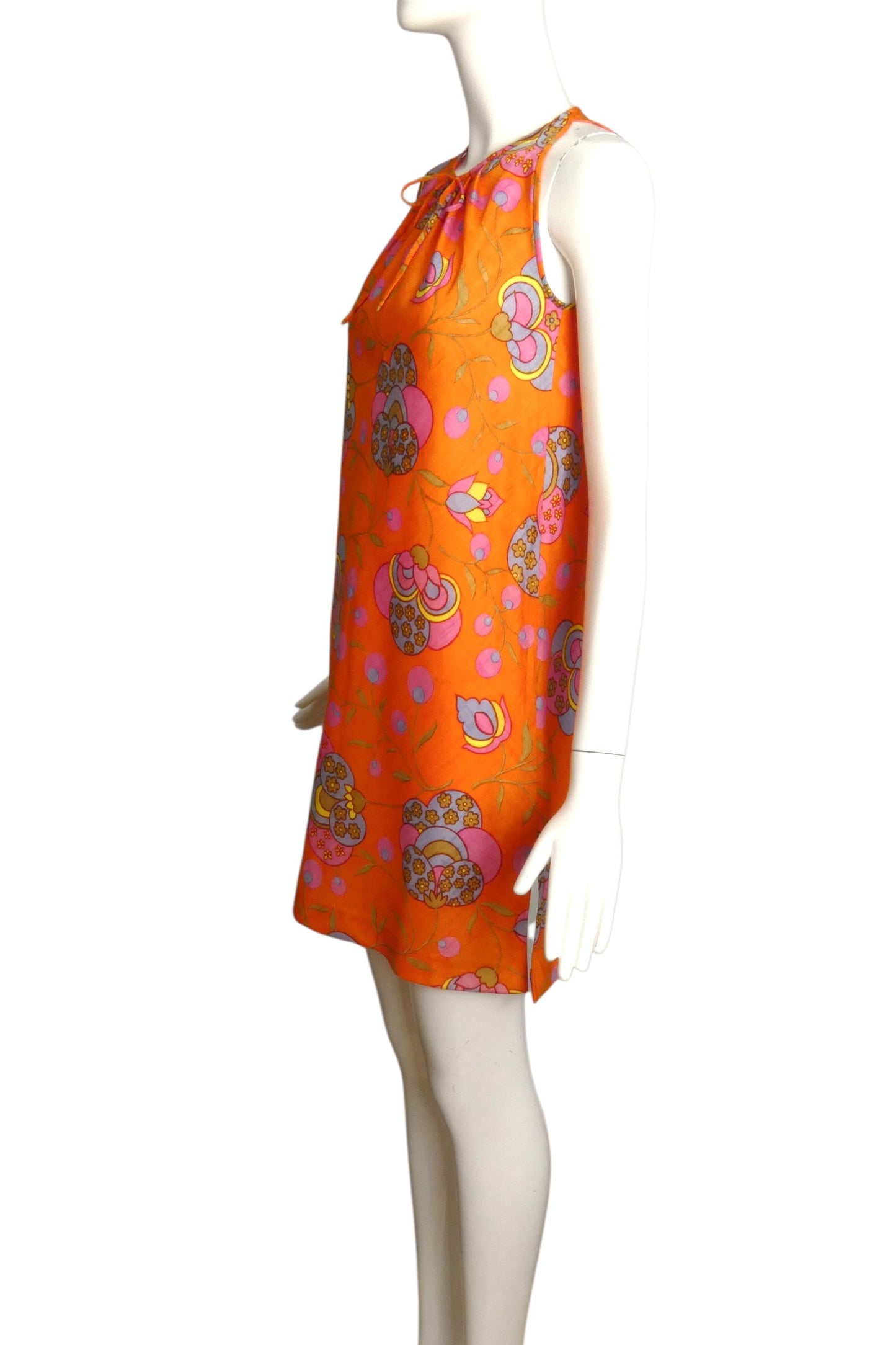 1980 Rayon Print A-Line Dress, Size-6