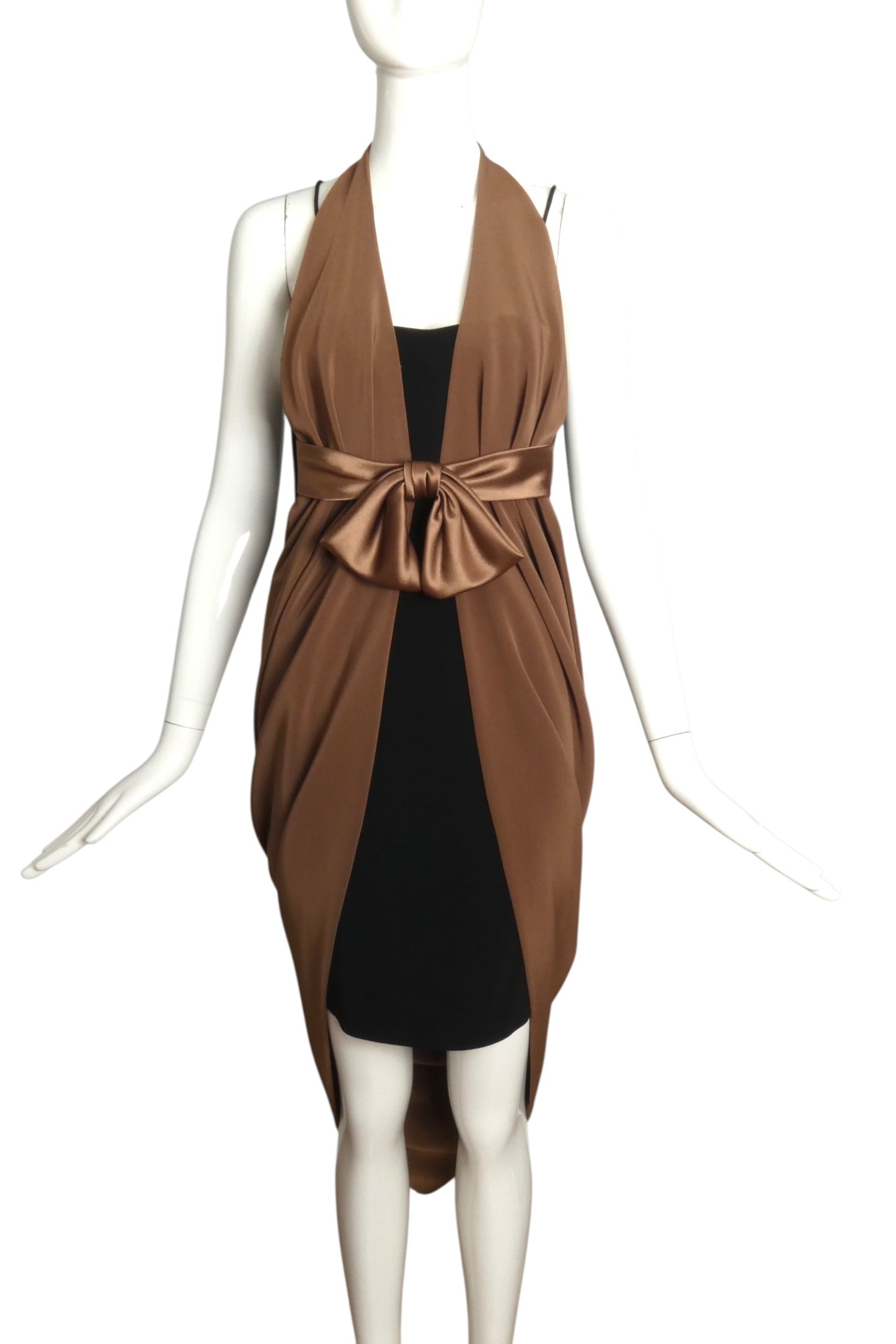 1990s Haute Couture Crepe Fabric Block Dress, Size-4