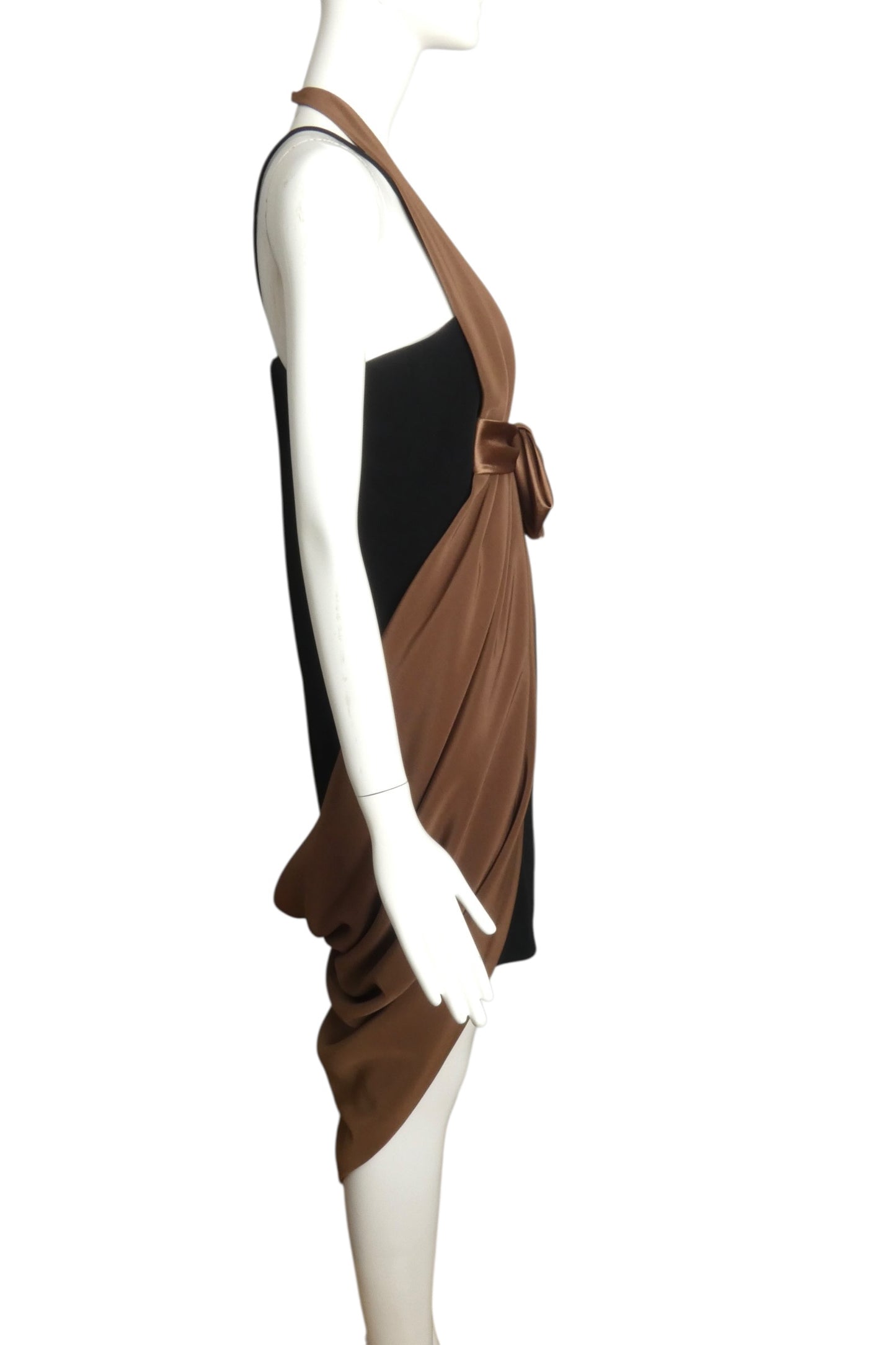 1990s Haute Couture Crepe Fabric Block Dress, Size-4