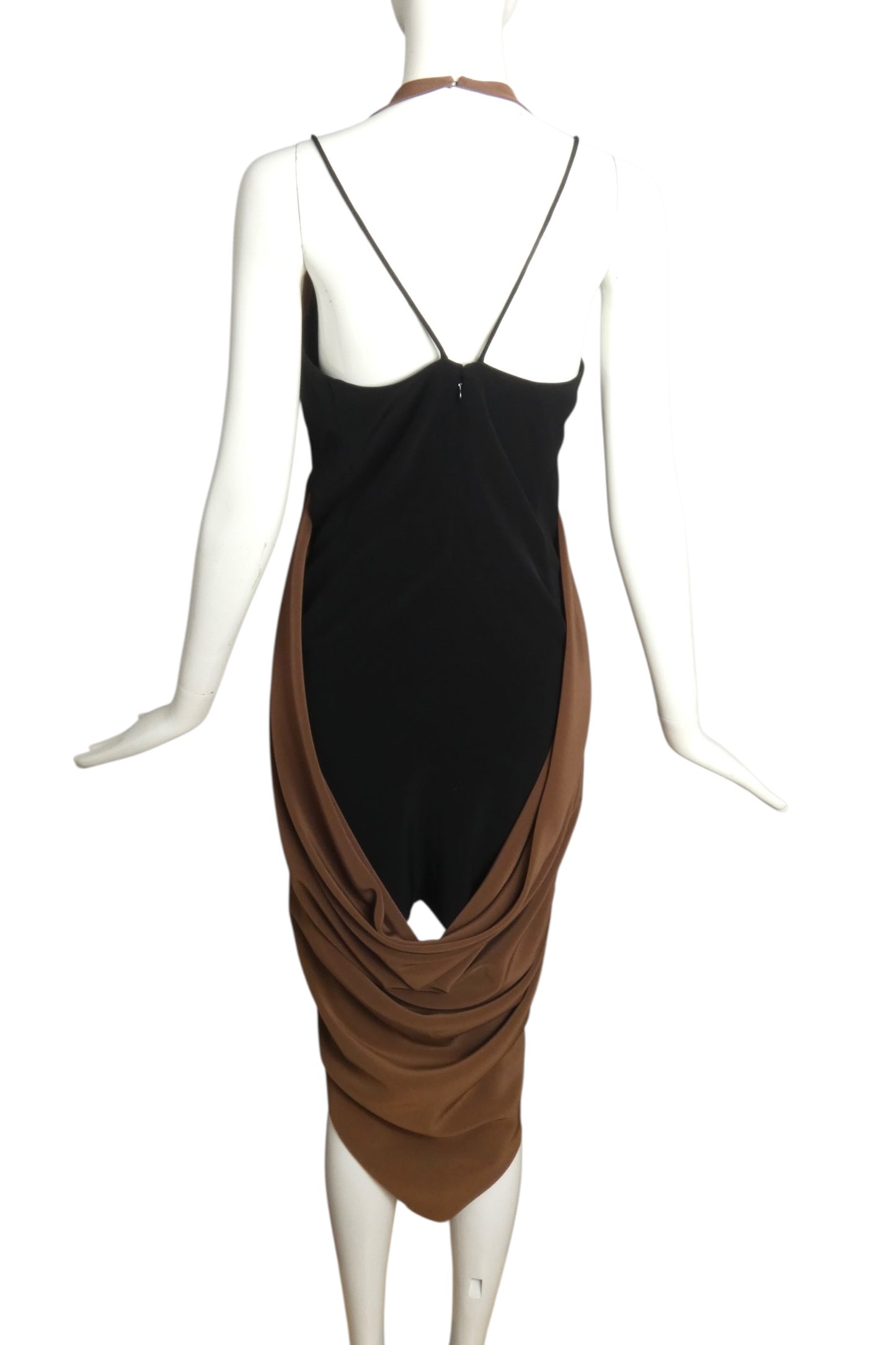 1990s Haute Couture Crepe Fabric Block Dress, Size-4