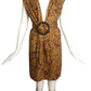 1990 Haute Couture Brown Floral Wool Dress, Size 8