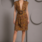 1990 Haute Couture Brown Floral Wool Dress, Size 8