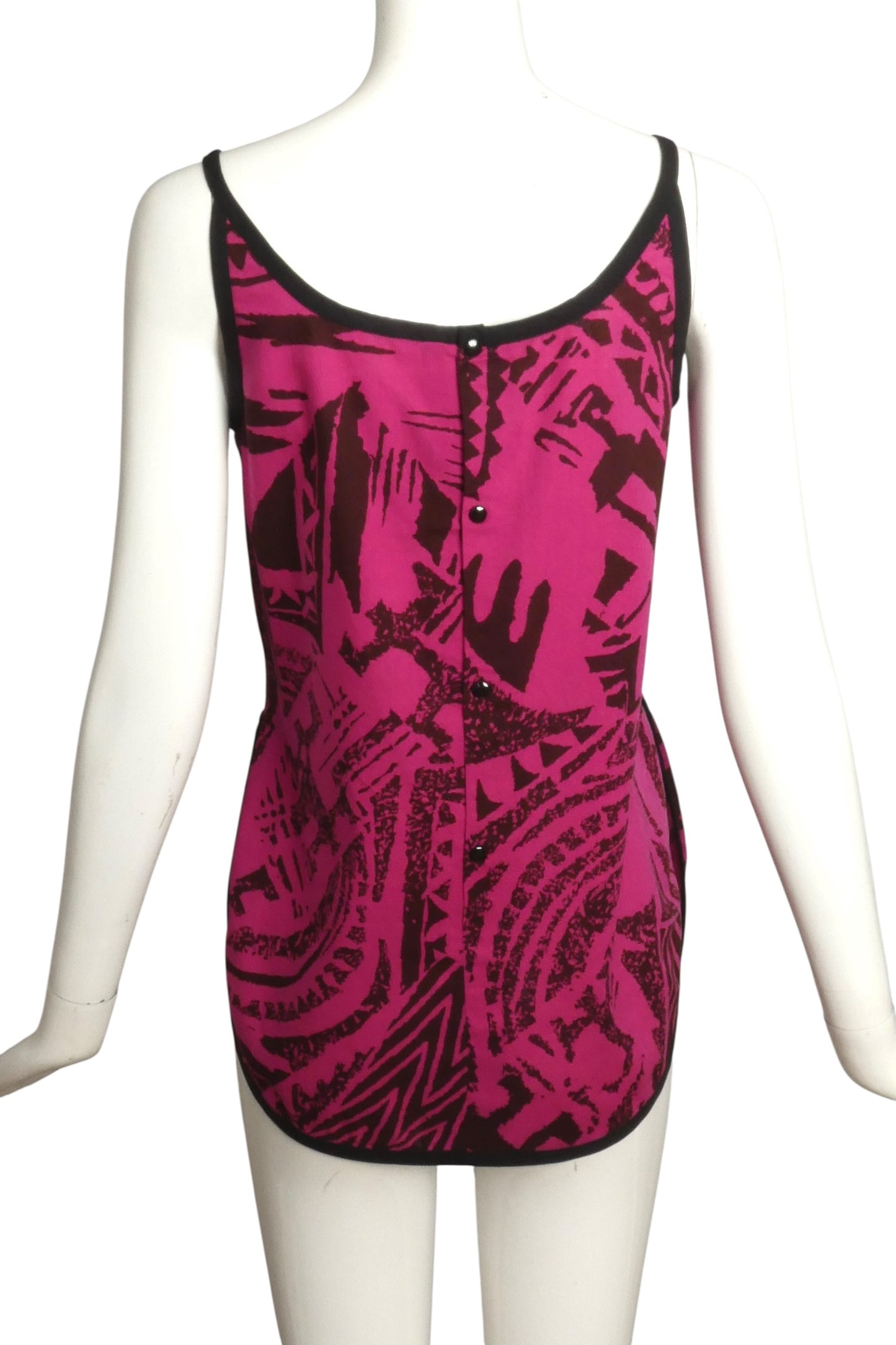 1980s Linen Print Tank, Size-4