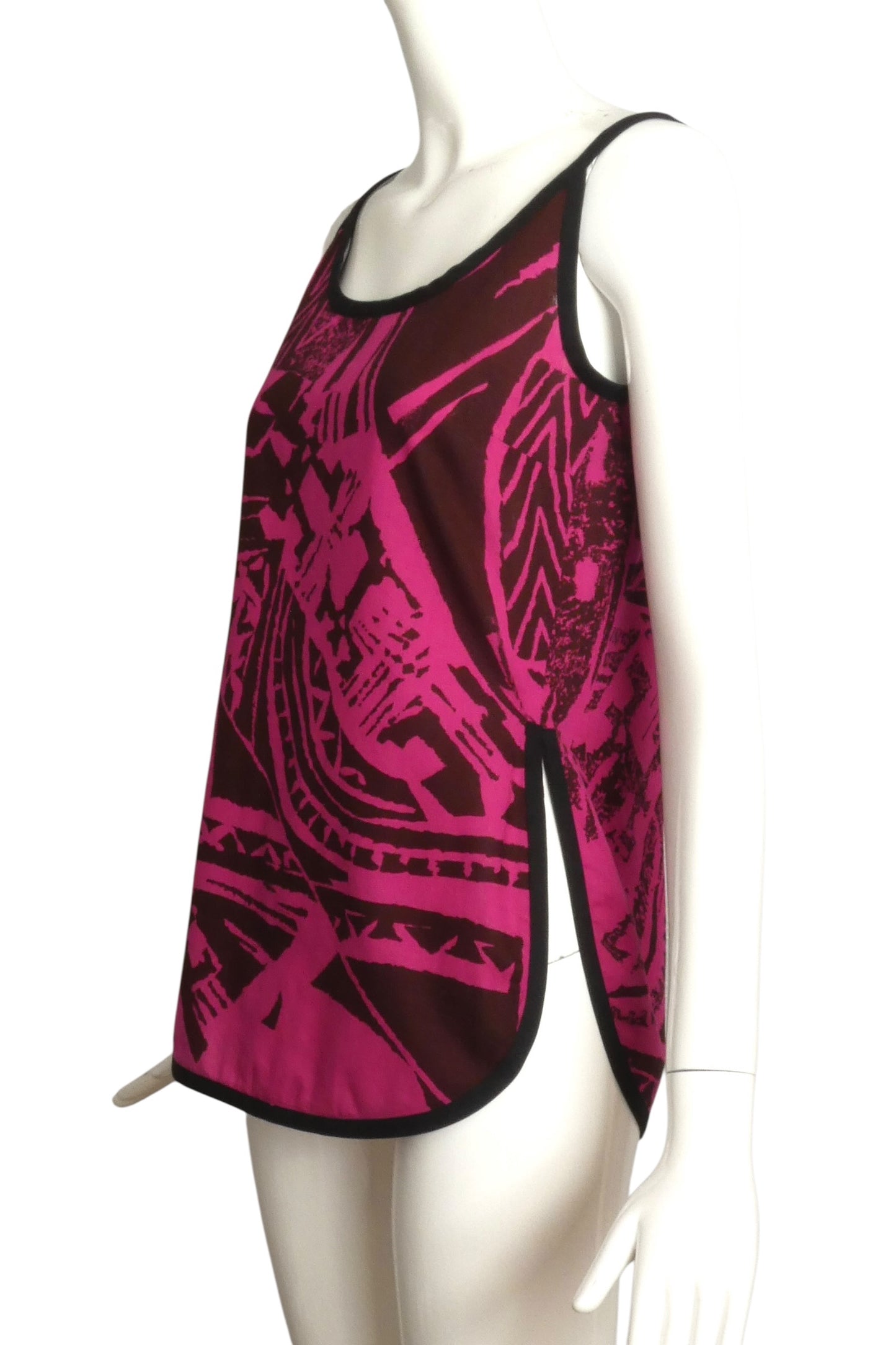 1980s Linen Print Tank, Size-4