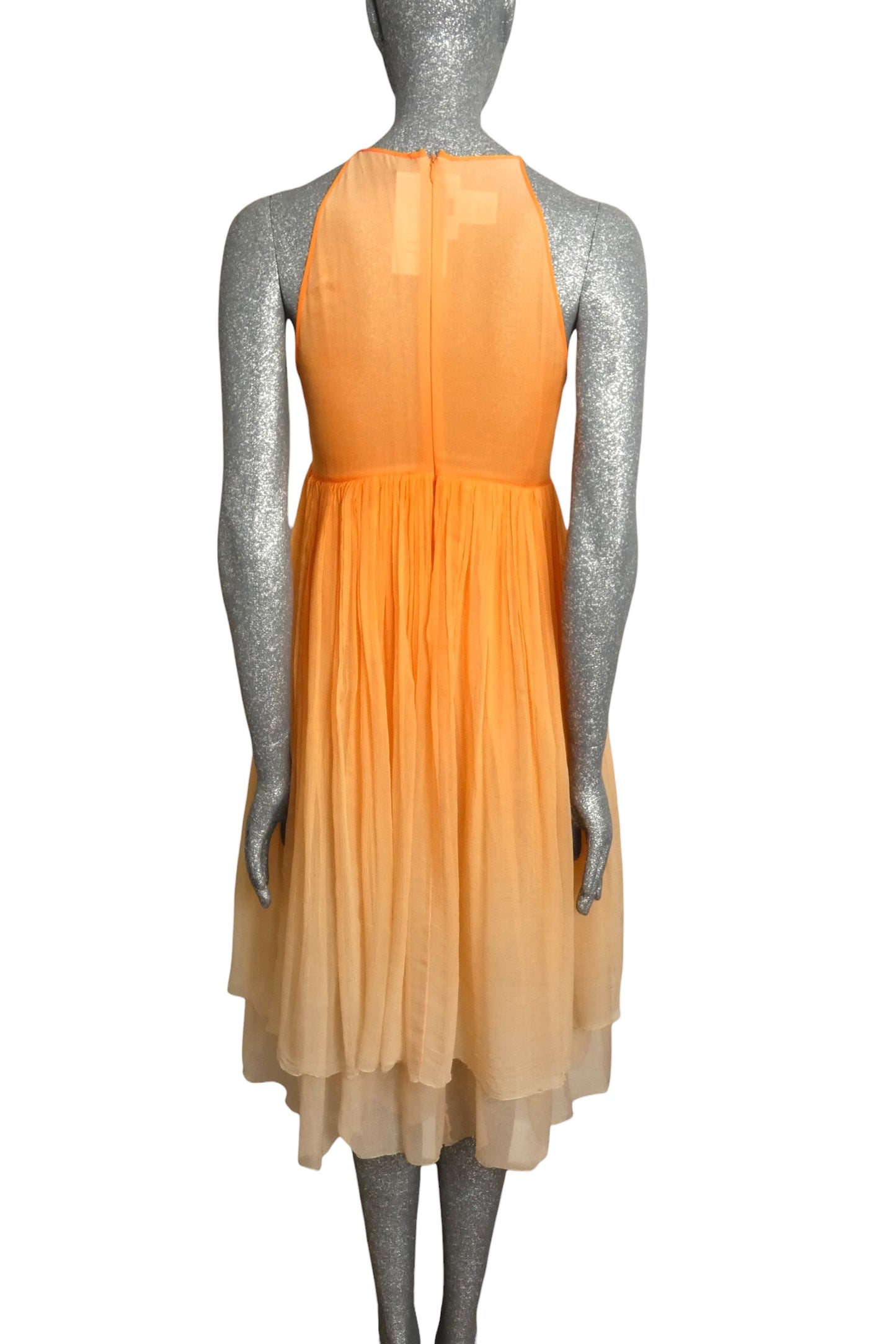 PIERRE CARDIN -  1995 Orange Ombre Chiffon Dress, Size-2
