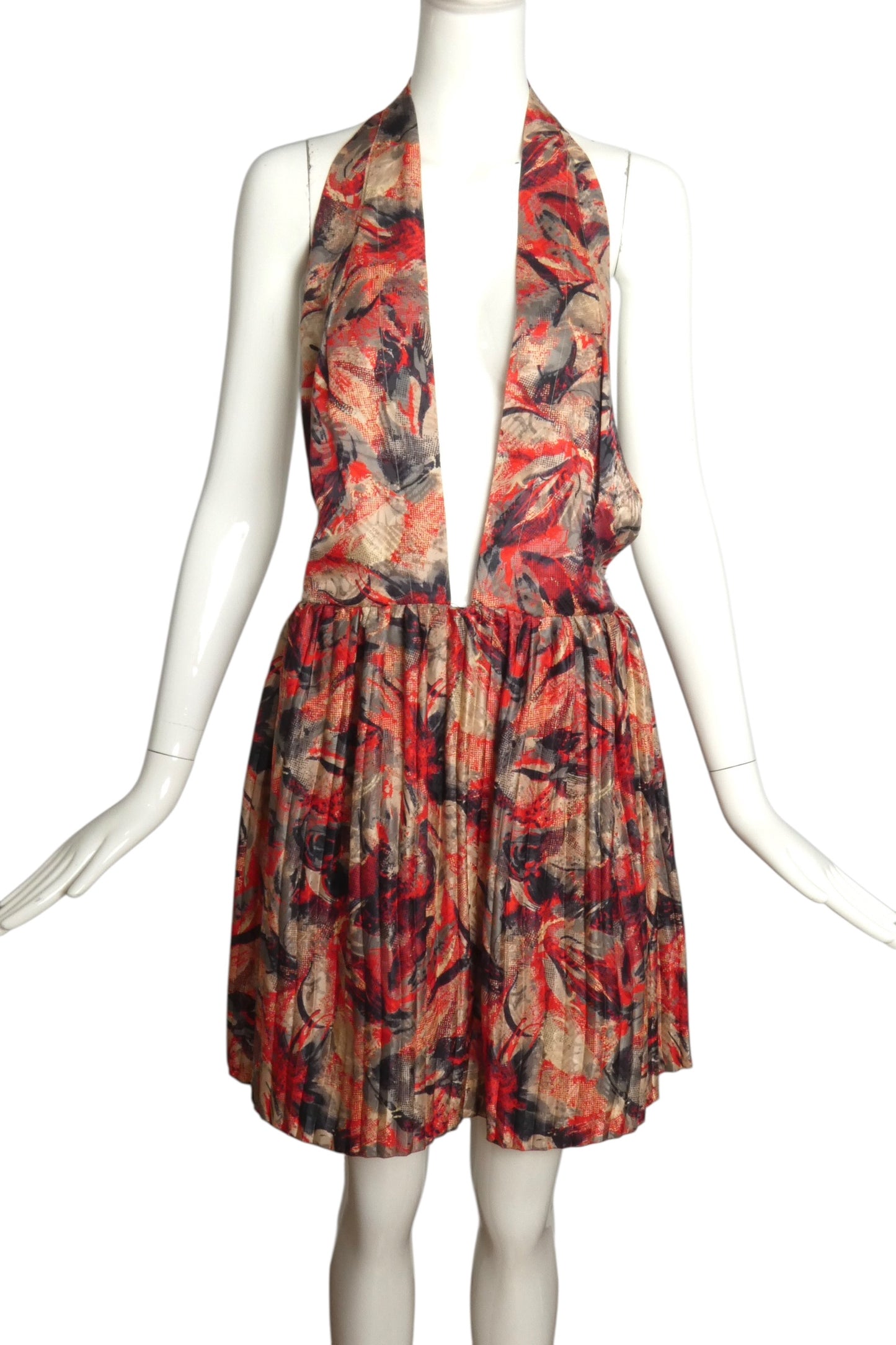 1980 Haute Couture Pleated Silk Dress, Size 4