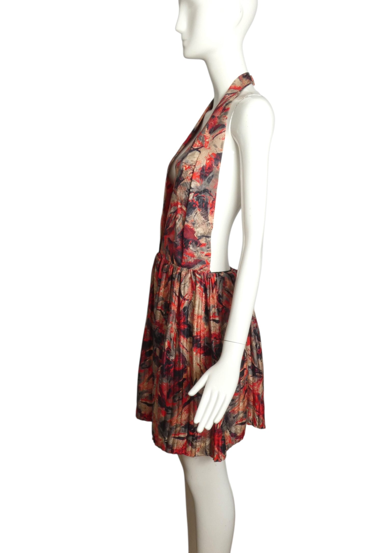 1980 Haute Couture Pleated Silk Dress, Size 4