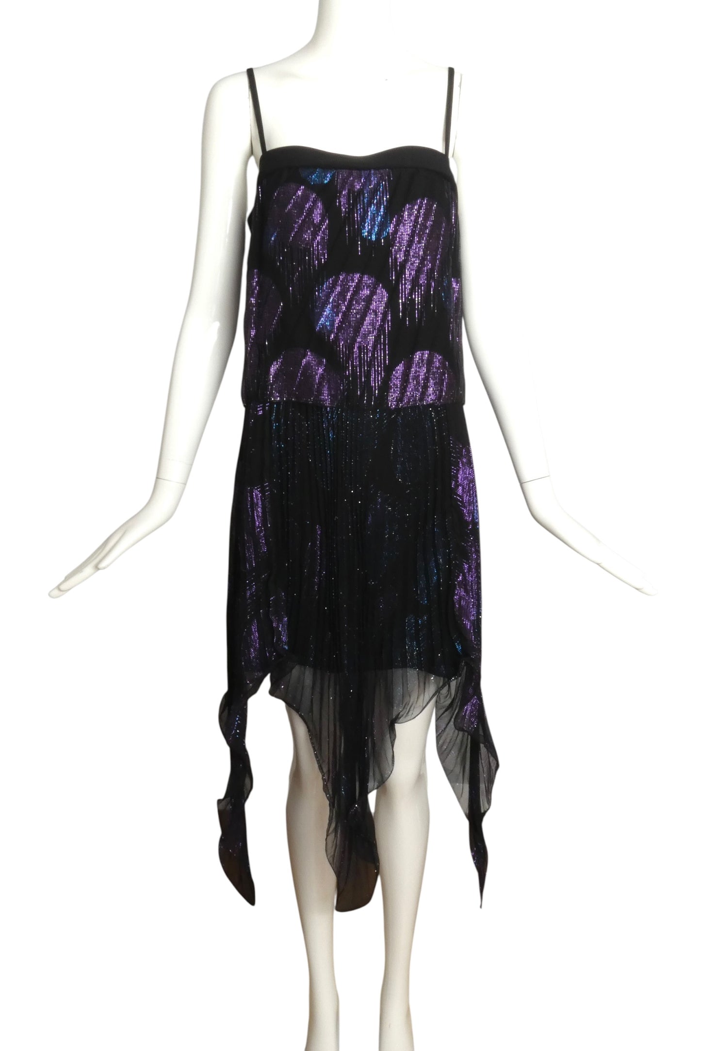1998 Pleated Chiffon Party Dress, Size-6
