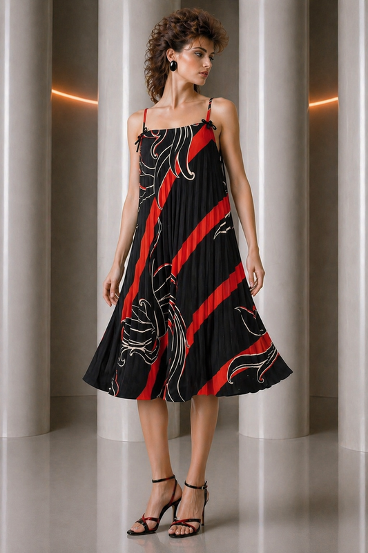 PIERRE CARDIN - 1997 Pleated Silk Dress, Size 6