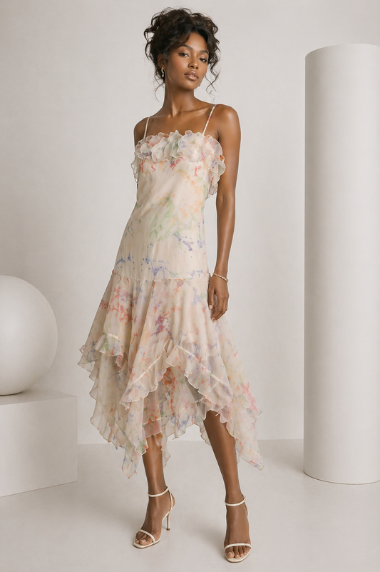 2006 Organza Ruffle Dress, Size-4