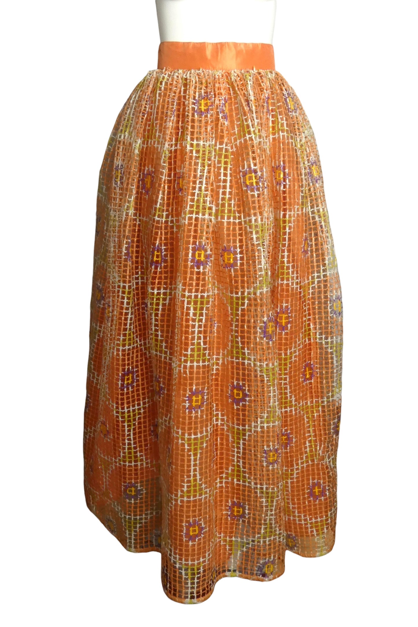 2000 Orange Painted Raffia Ballgown Skirt, Size 4