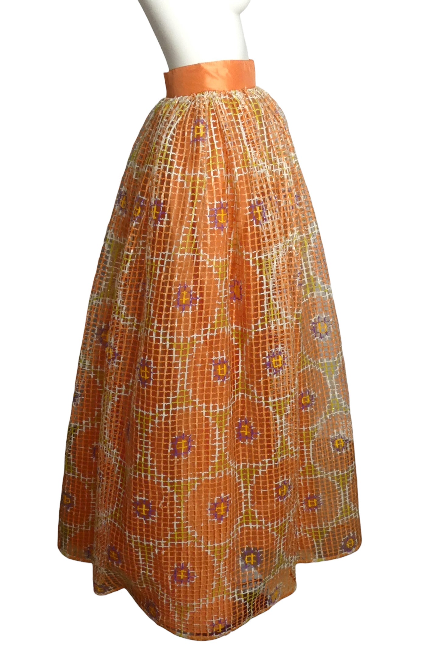2000 Orange Painted Raffia Ballgown Skirt, Size 4