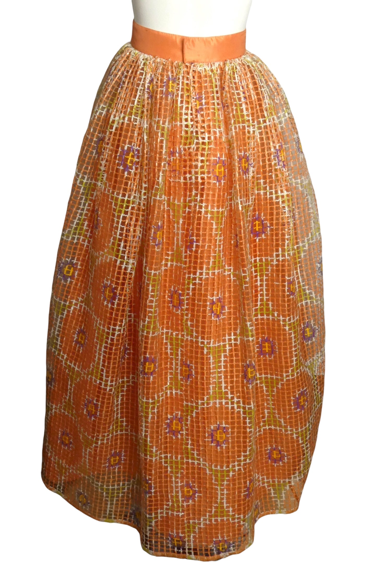 2000 Orange Painted Raffia Ballgown Skirt, Size 4