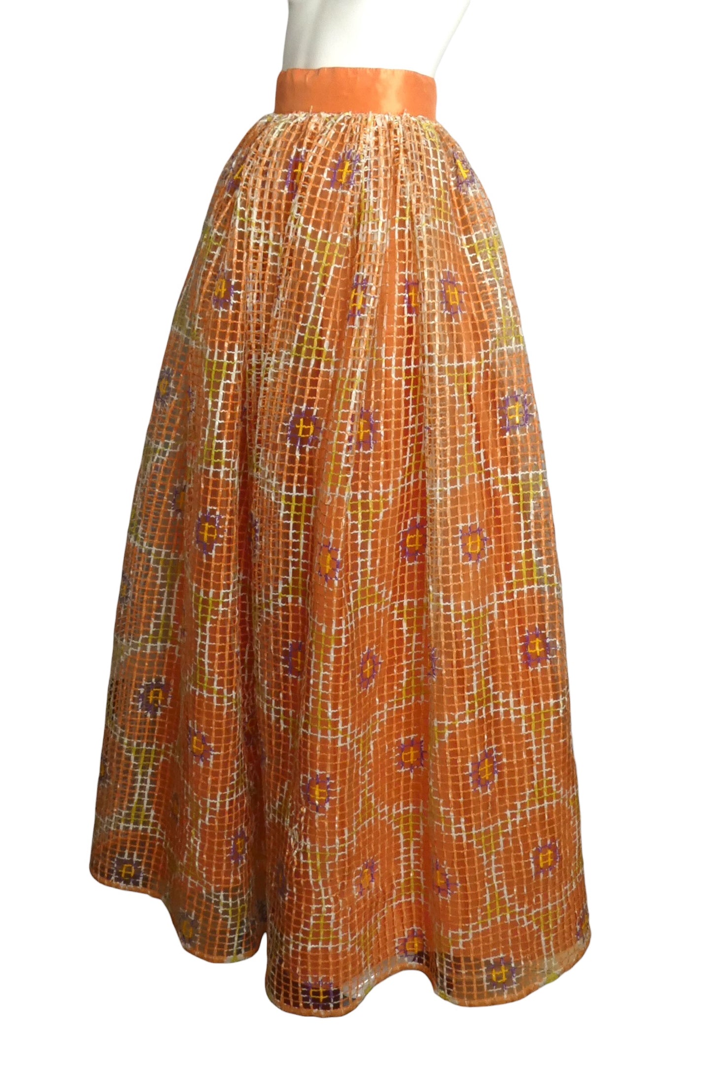 2000 Orange Painted Raffia Ballgown Skirt, Size 4
