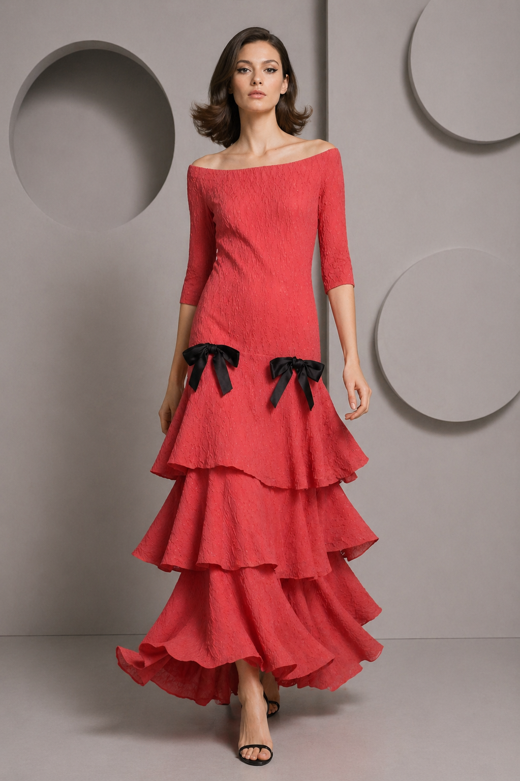 2009 Tiered Knit Evening Dress, Size-6