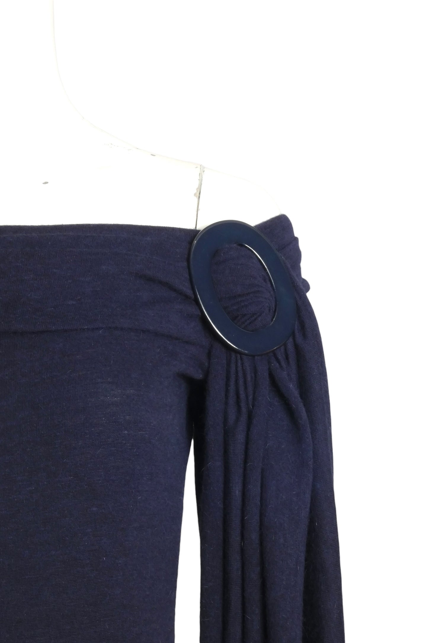 1989 Haute Couture Navy Wool Knit Dress, Size-2