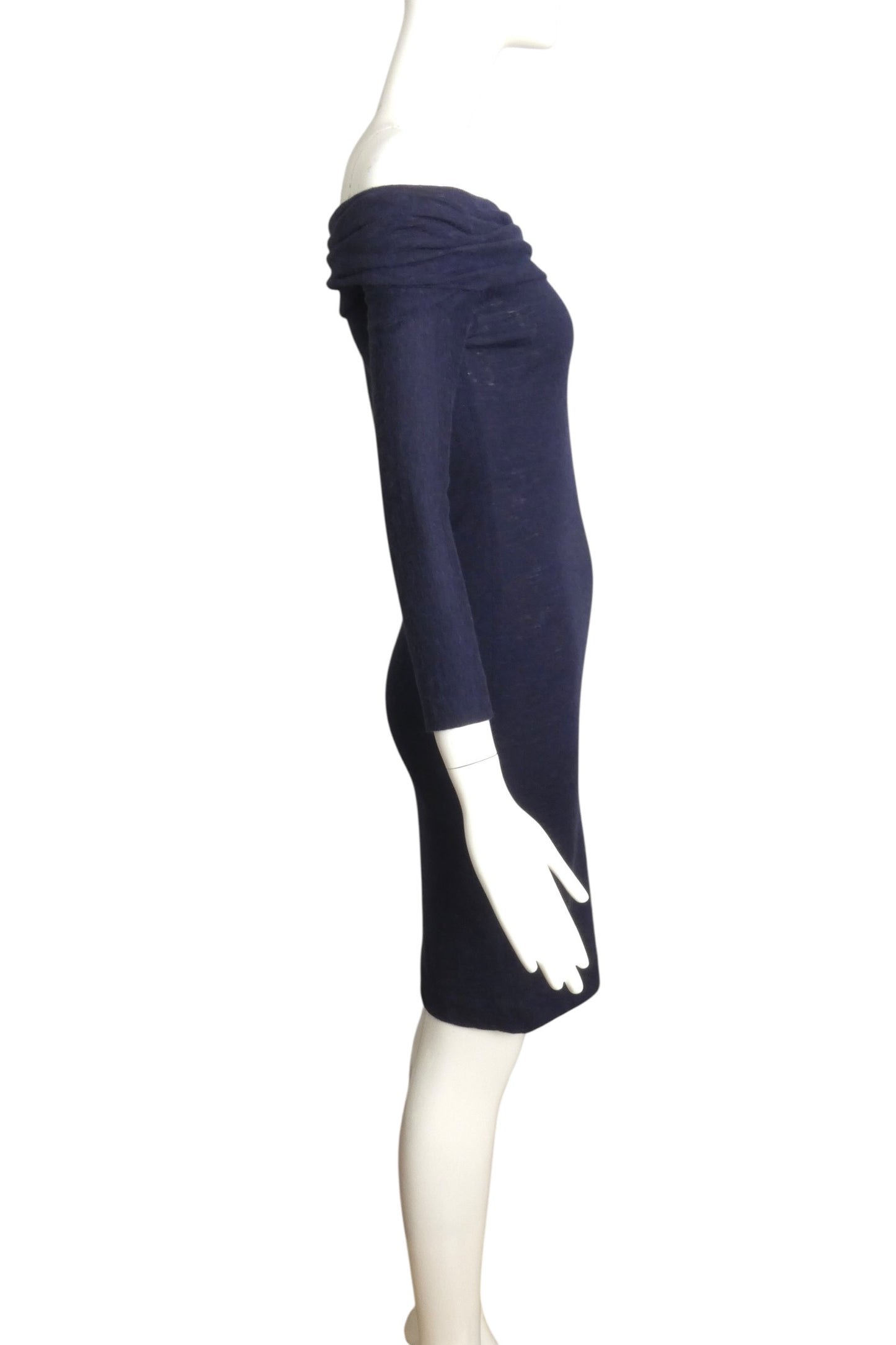 1989 Haute Couture Navy Wool Knit Dress, Size-2