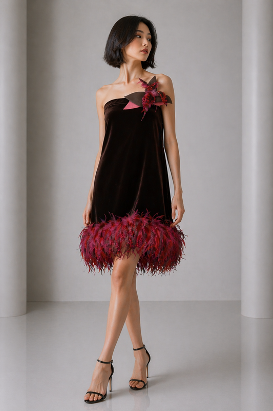 2005 Velvet & Feather Dress, Size 6
