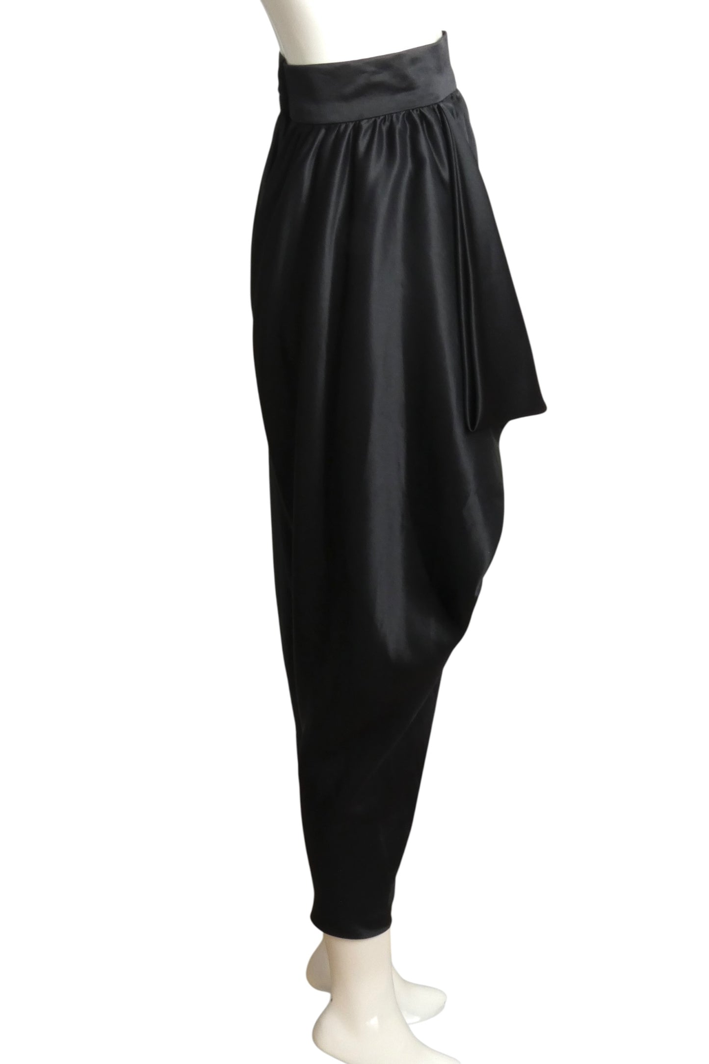 1978 Black Satin Harem Style Pants, Size-4