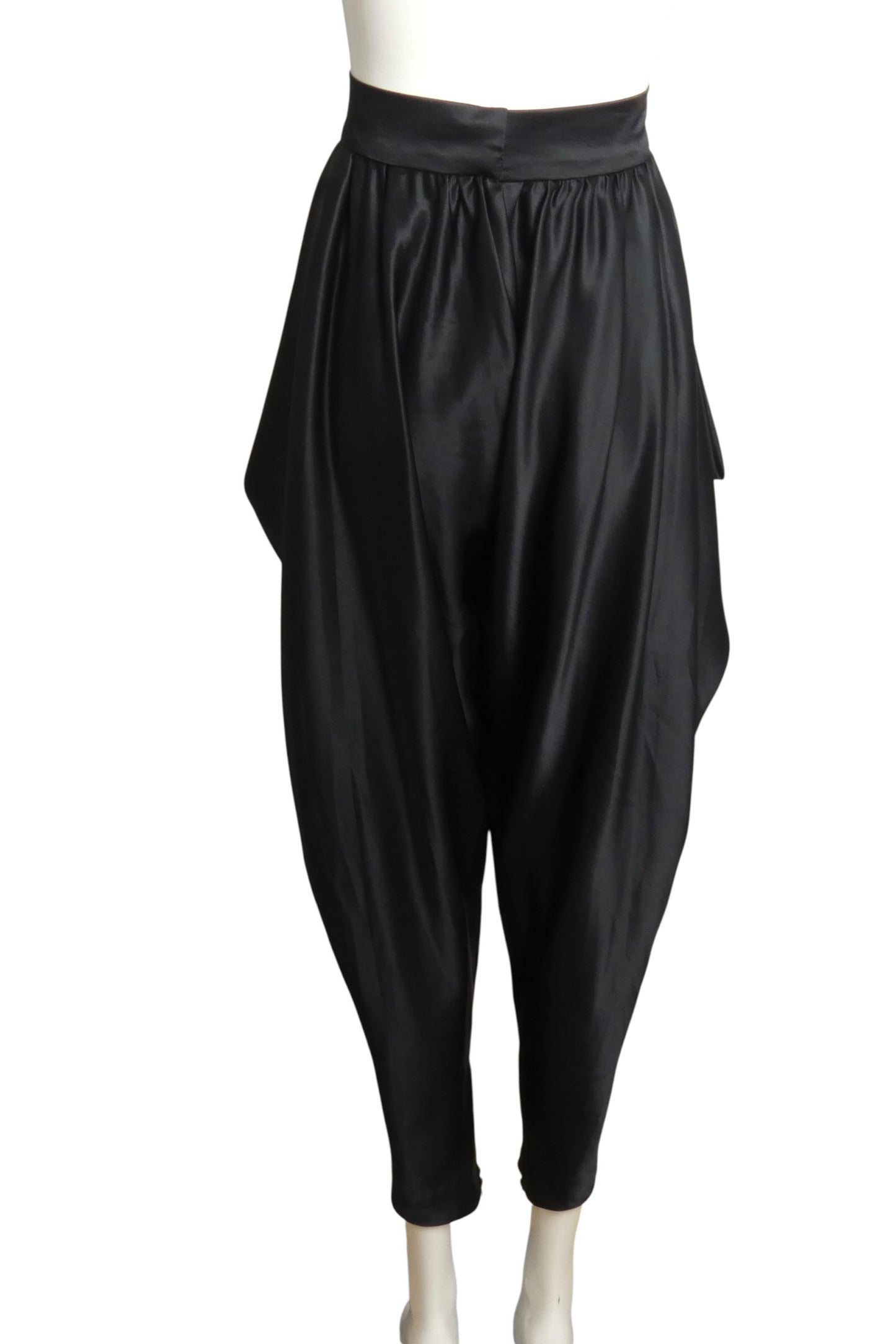 1978 Black Satin Harem Style Pants, Size-4