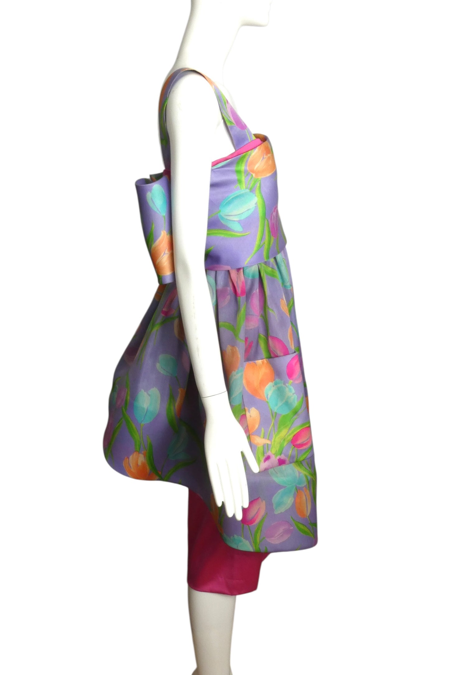 1989 Haute Couture Floral Print Gazar Dress, Size 6