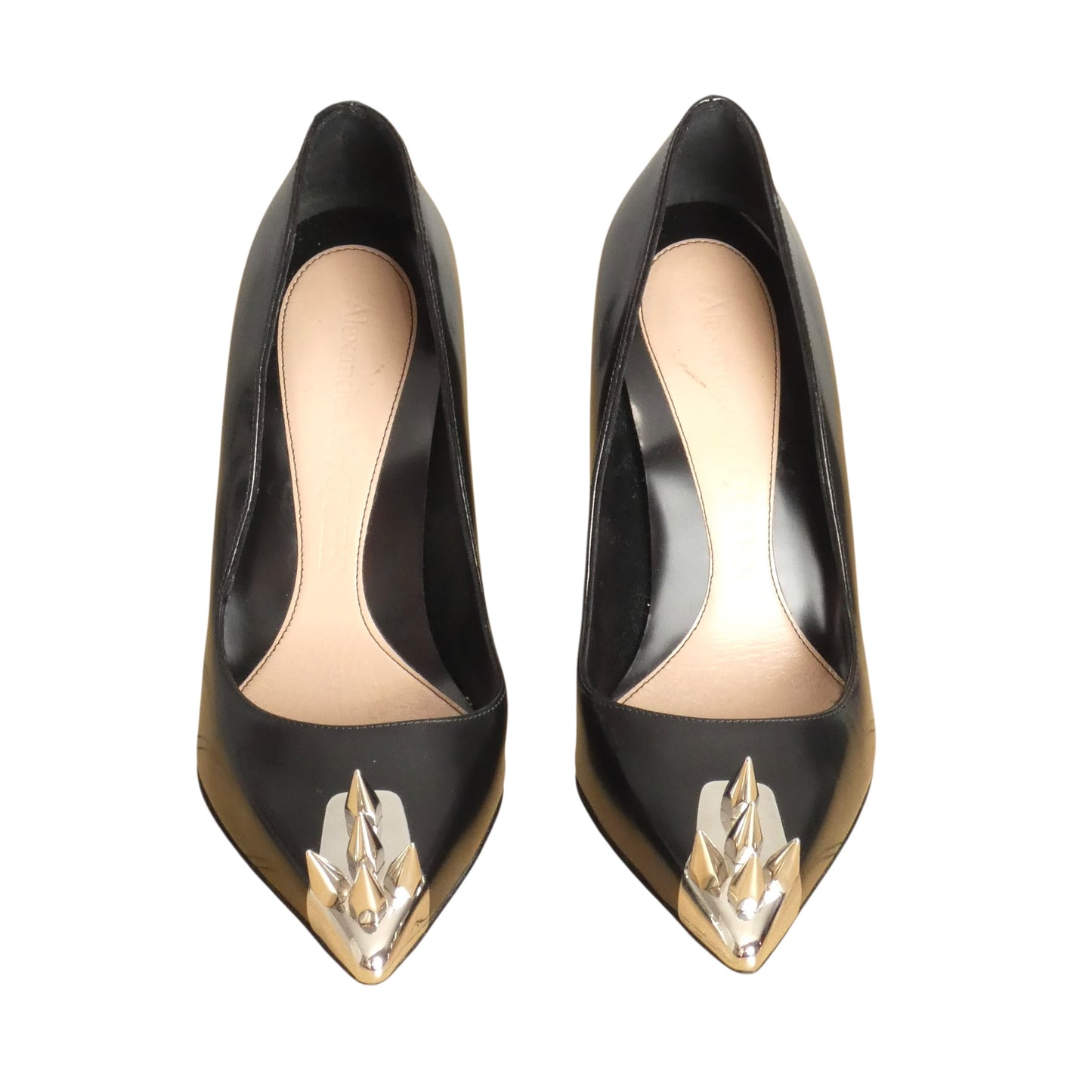 Punk Stud Leather Pumps, Size 35