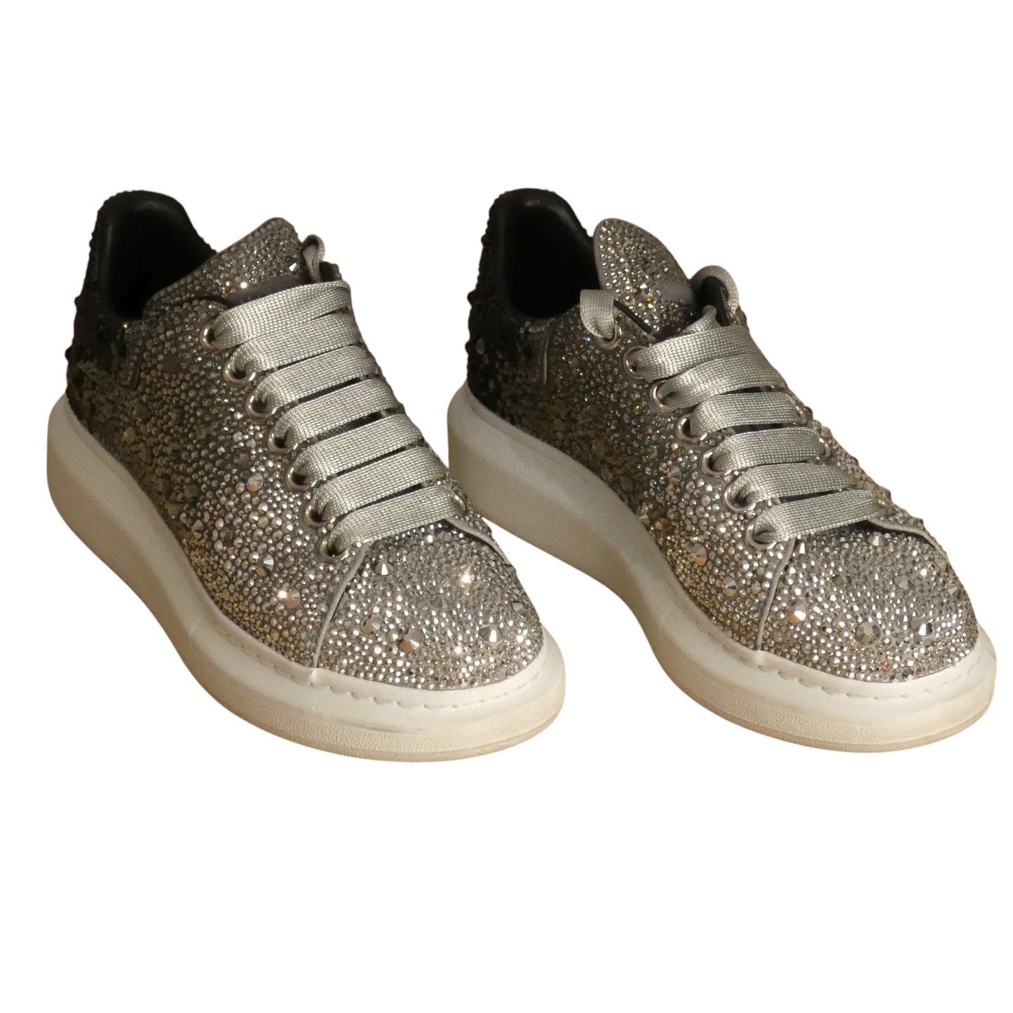 Crystal Encrusted Sneakers, Size-36