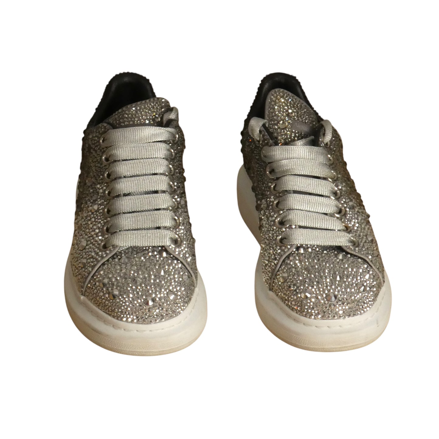 Crystal Encrusted Sneakers, Size-36