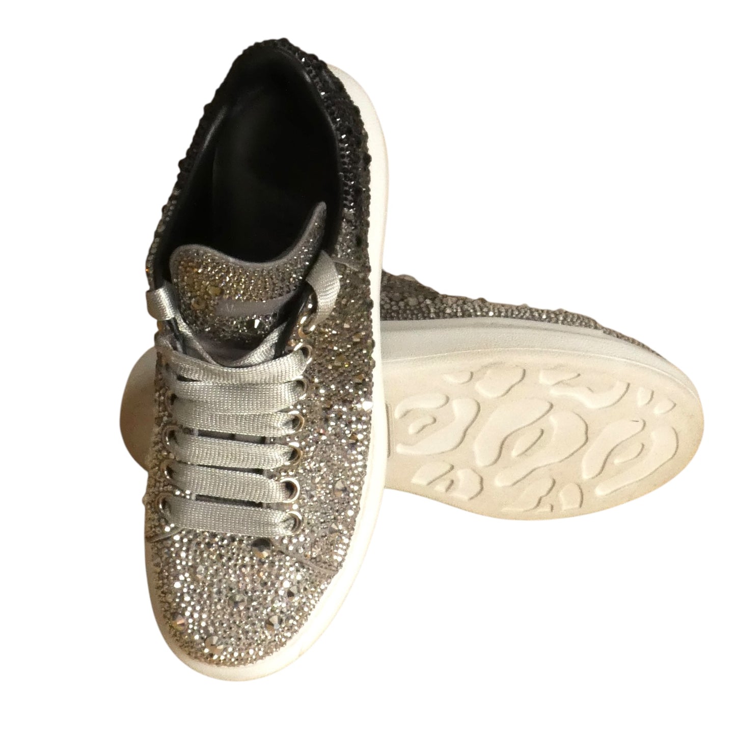 Crystal Encrusted Sneakers, Size-36