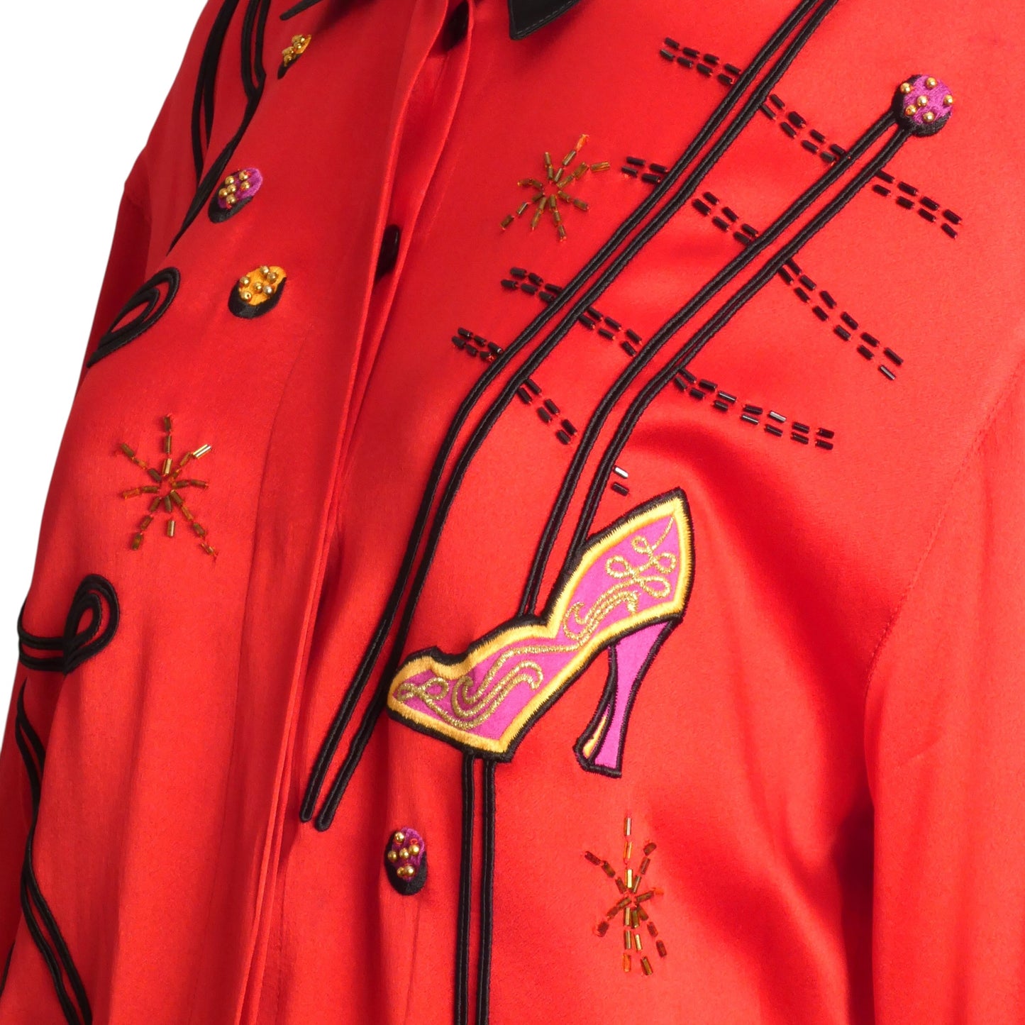 1980s Beaded Silk Blouse, Size-6