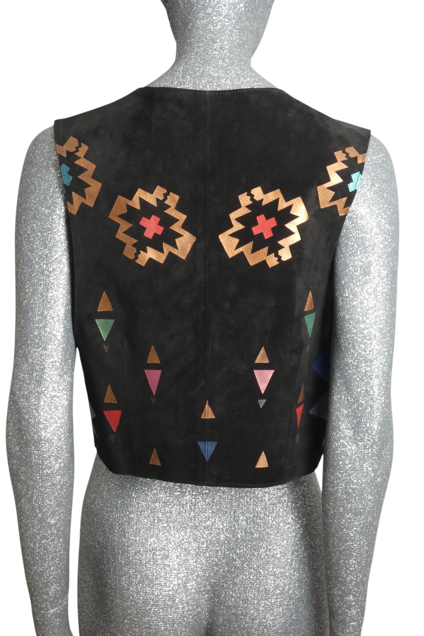 1980s Printed Suede Vest, Size 8
