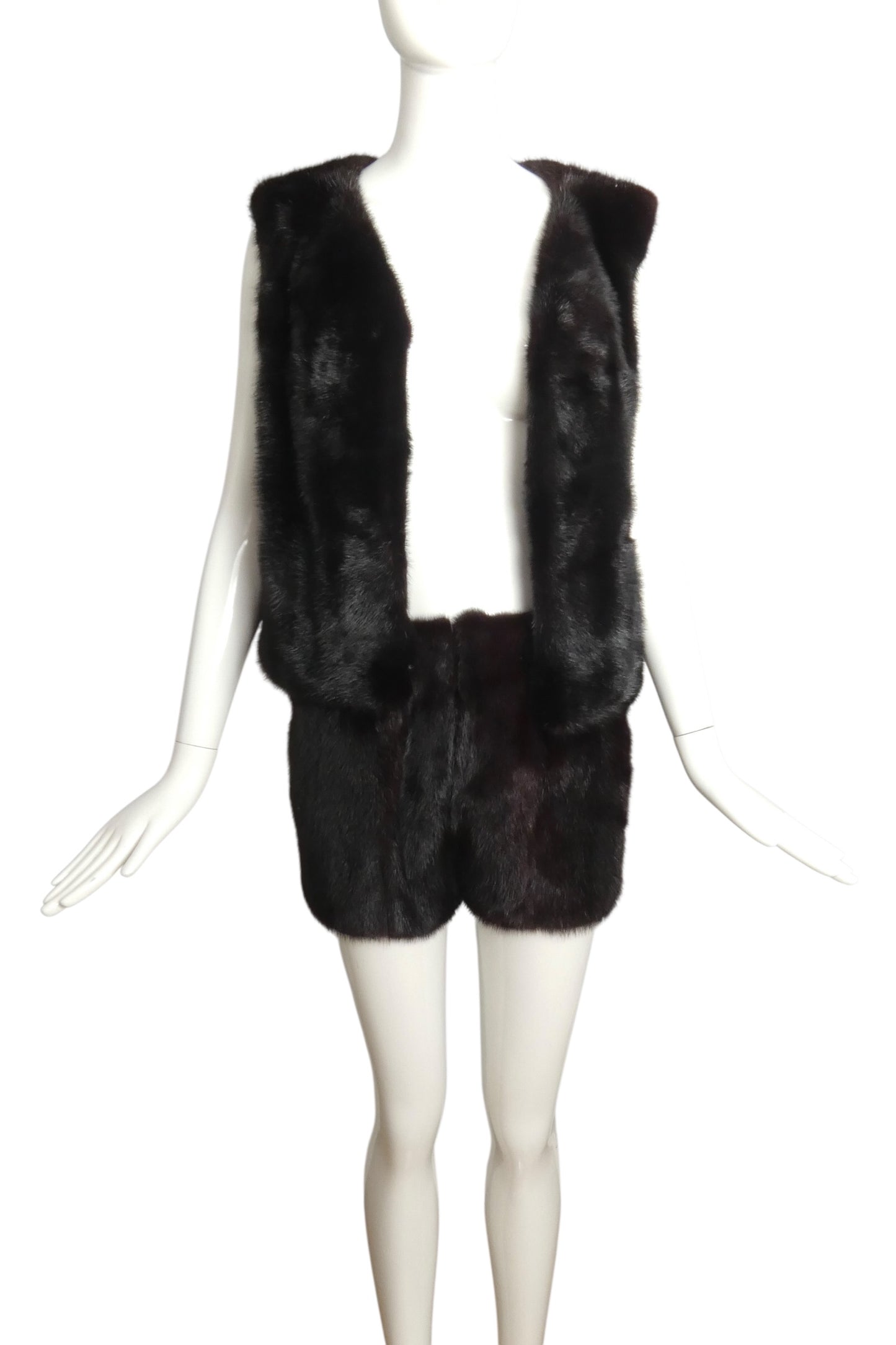 1960s Mink Fur Vest & Shorts Ensemble, Size-6