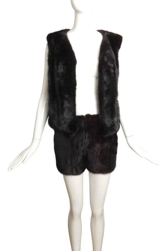 1960s Mink Fur Vest & Shorts Ensemble, Size-6