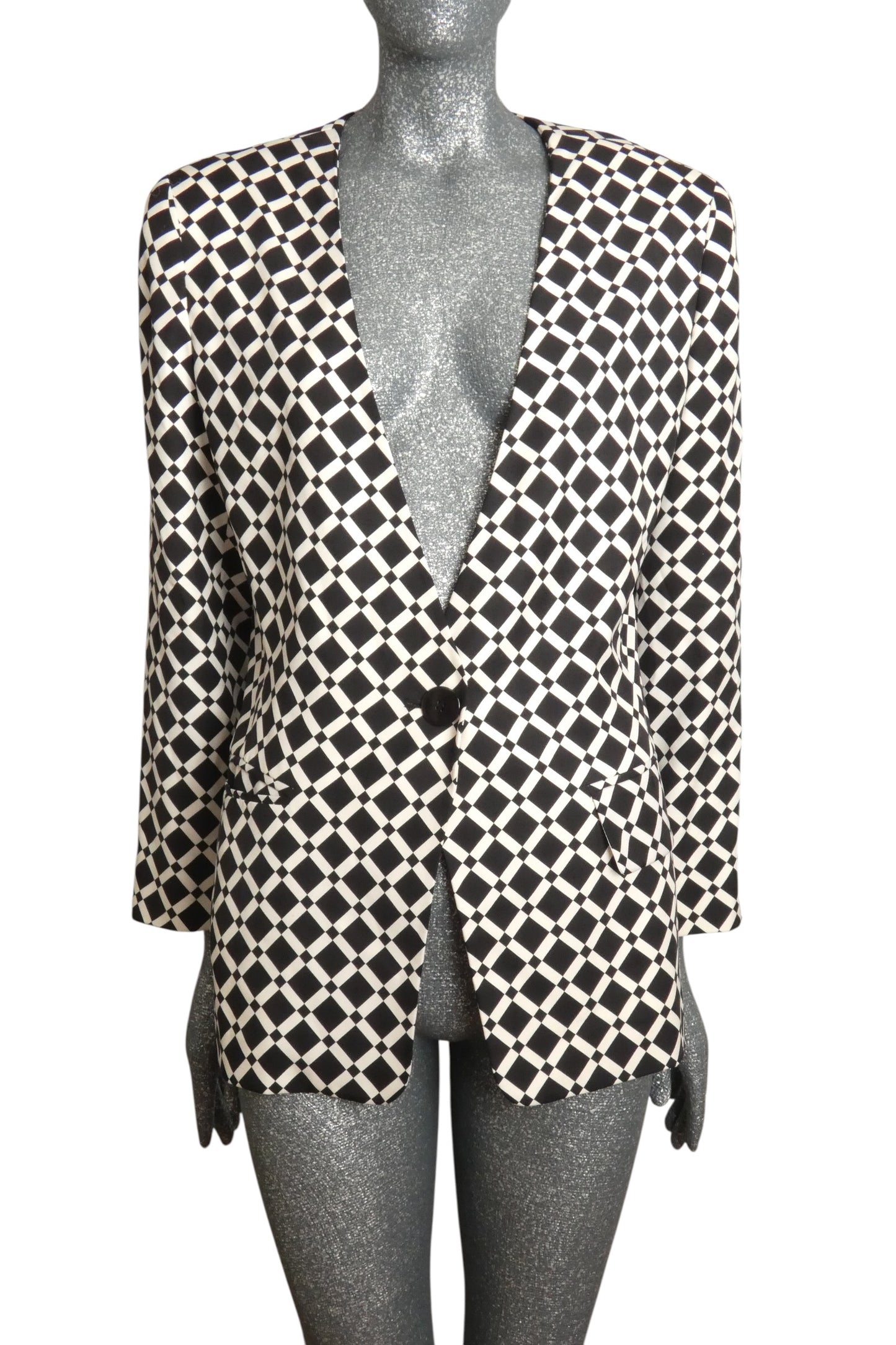 1990s Printed Silk Blazer, Size 6