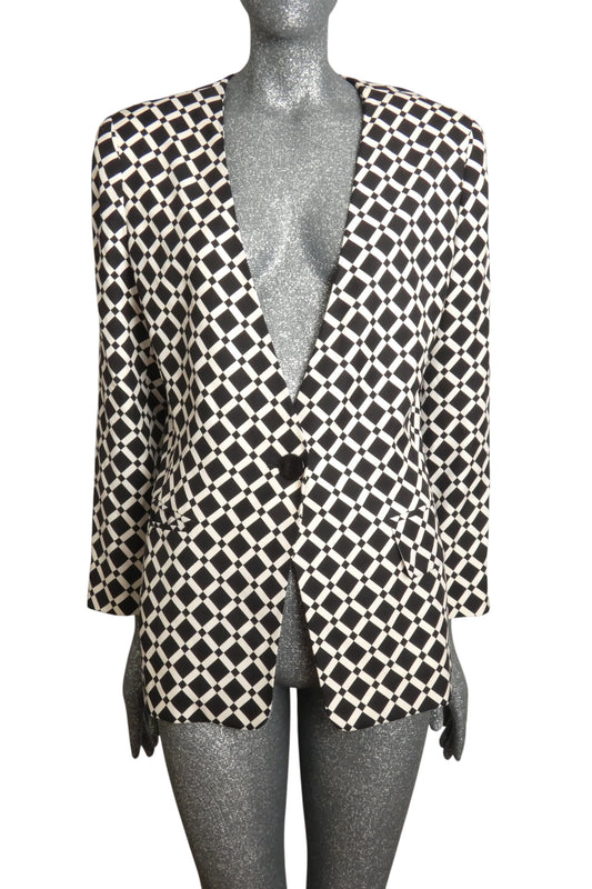 EMANUEL UNGARO - 1990s Printed Silk Blazer, Size 6