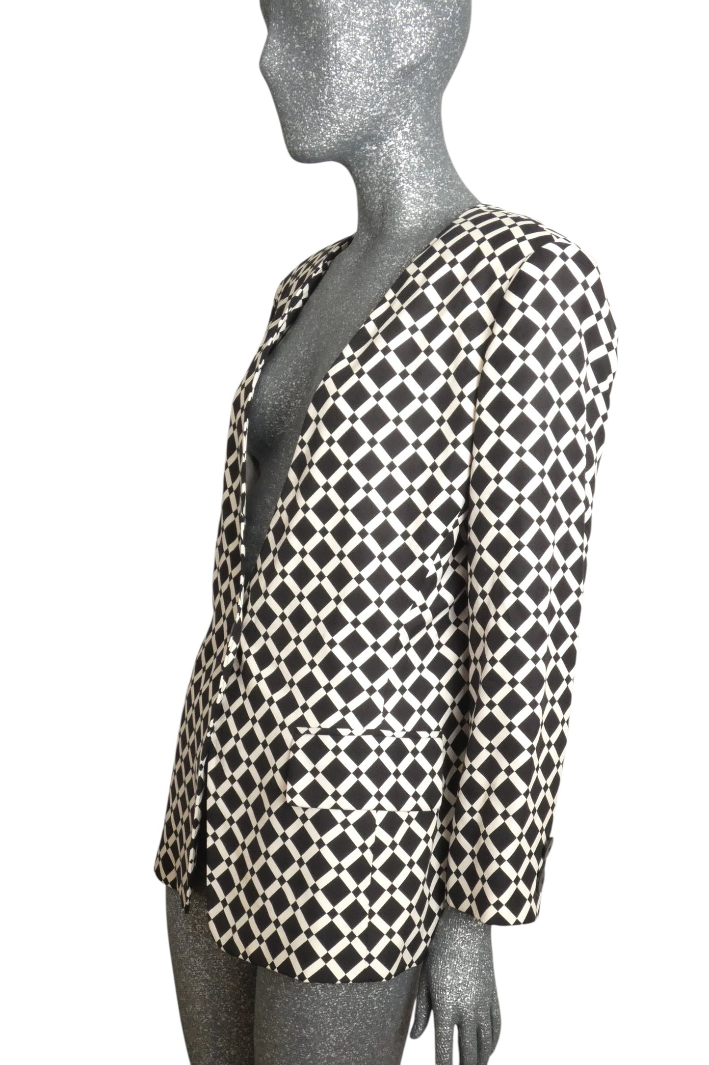 1990s Printed Silk Blazer, Size 6