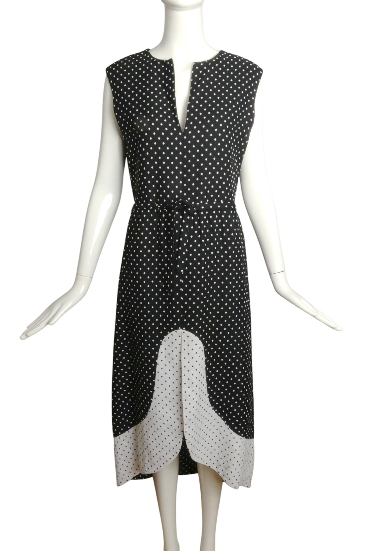 c.1970 Wool Polka Dot Maxi Dress, Size-6