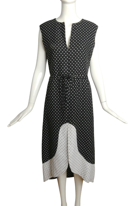 c.1970 Wool Polka Dot Maxi Dress, Size-6