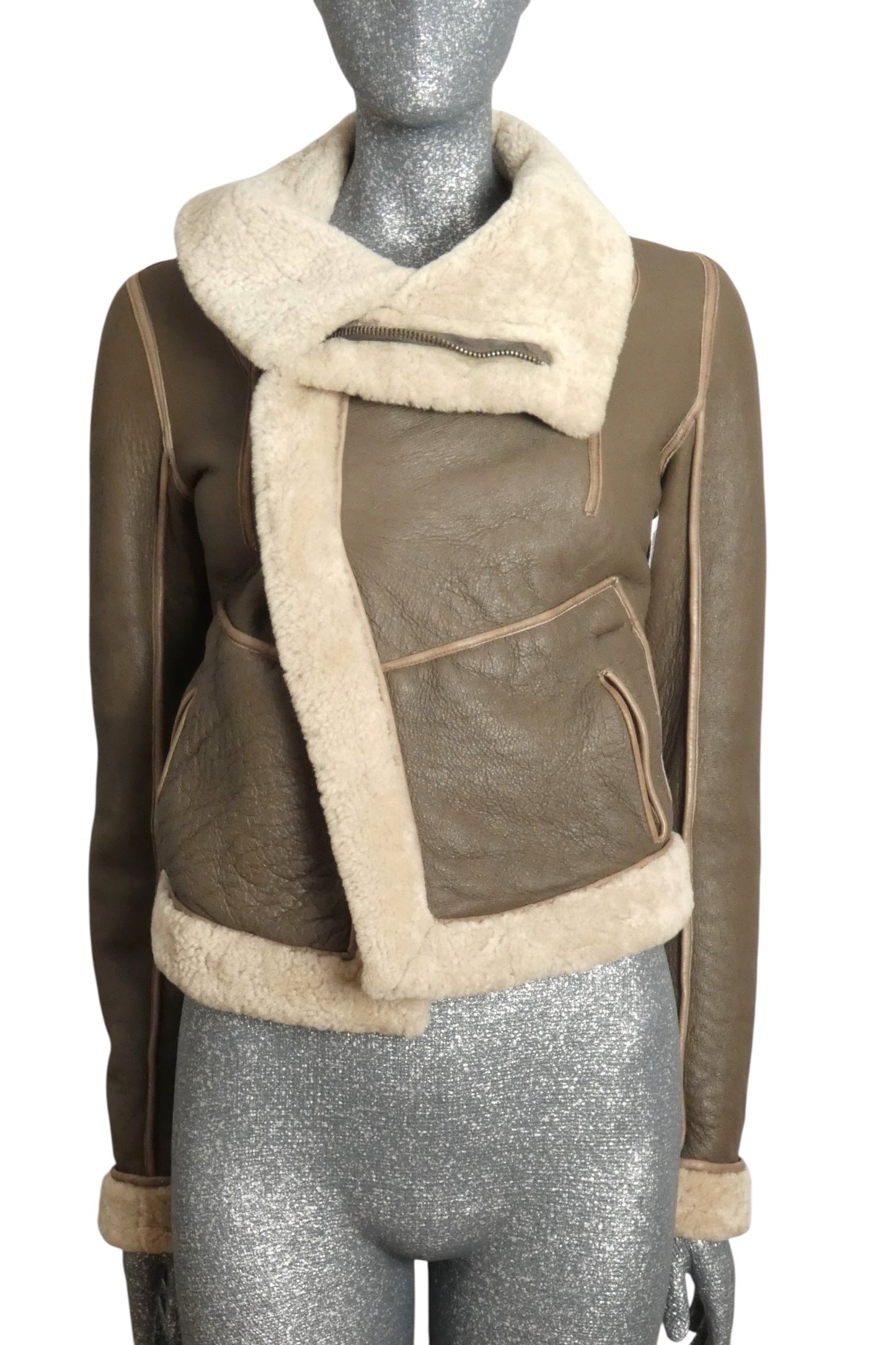 Leather & Shearling Jacket, Size 4