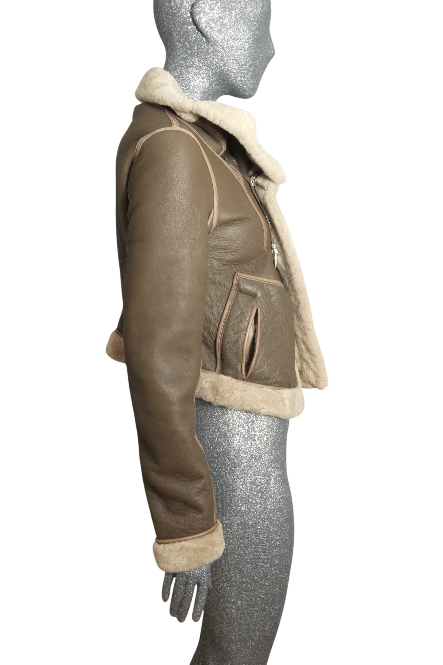 Leather & Shearling Jacket, Size 4